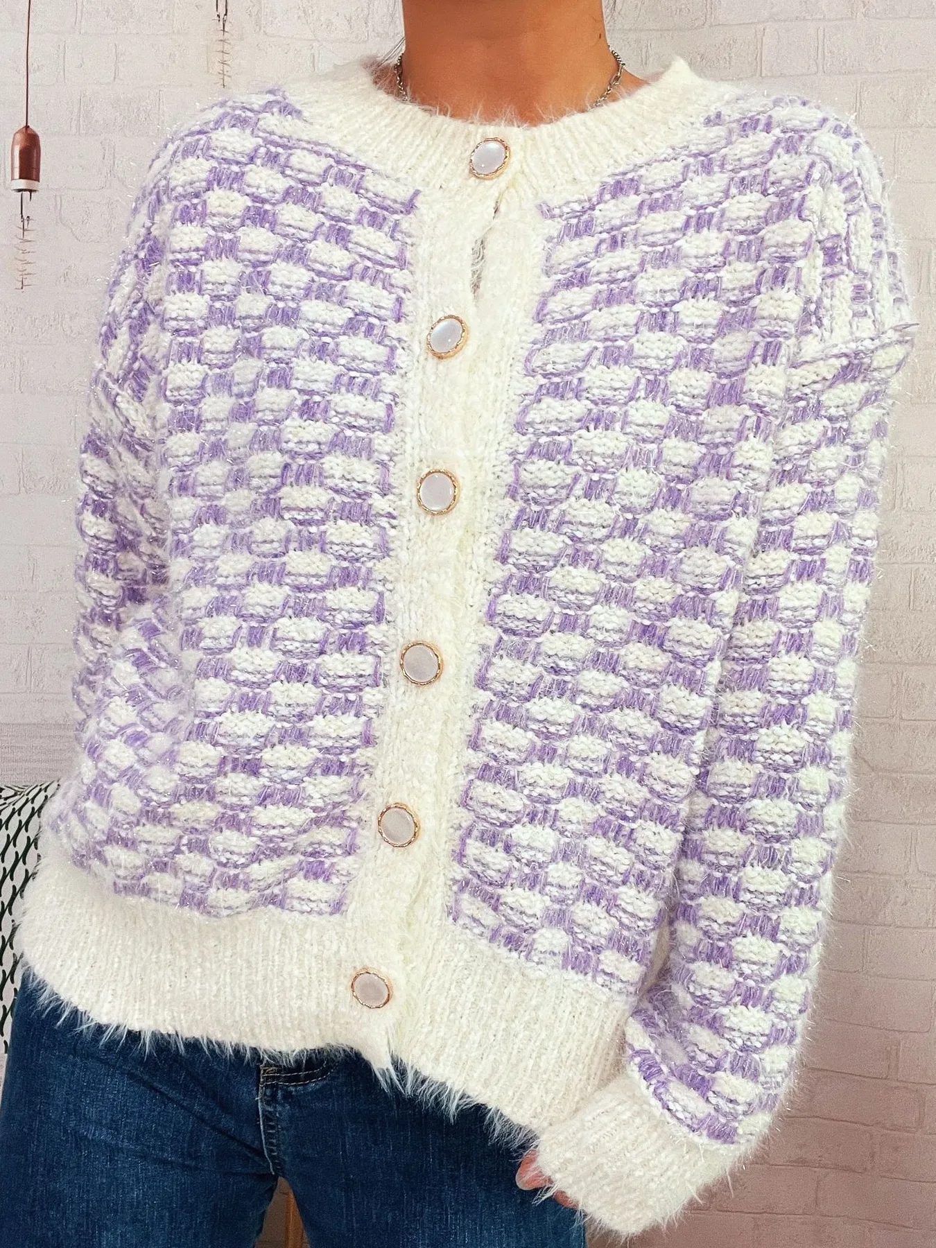 Fluffy Textured Button-Up Cardigan - Image 15