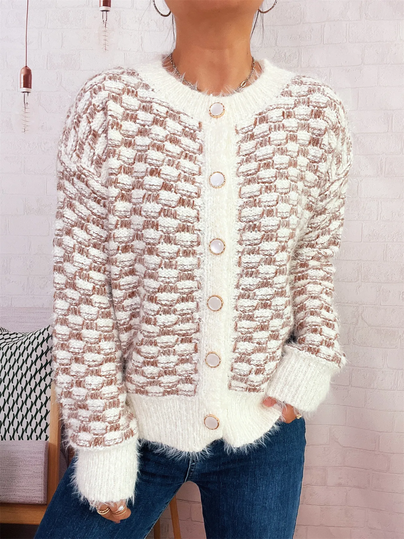 Fluffy Textured Button-Up Cardigan - Image 23