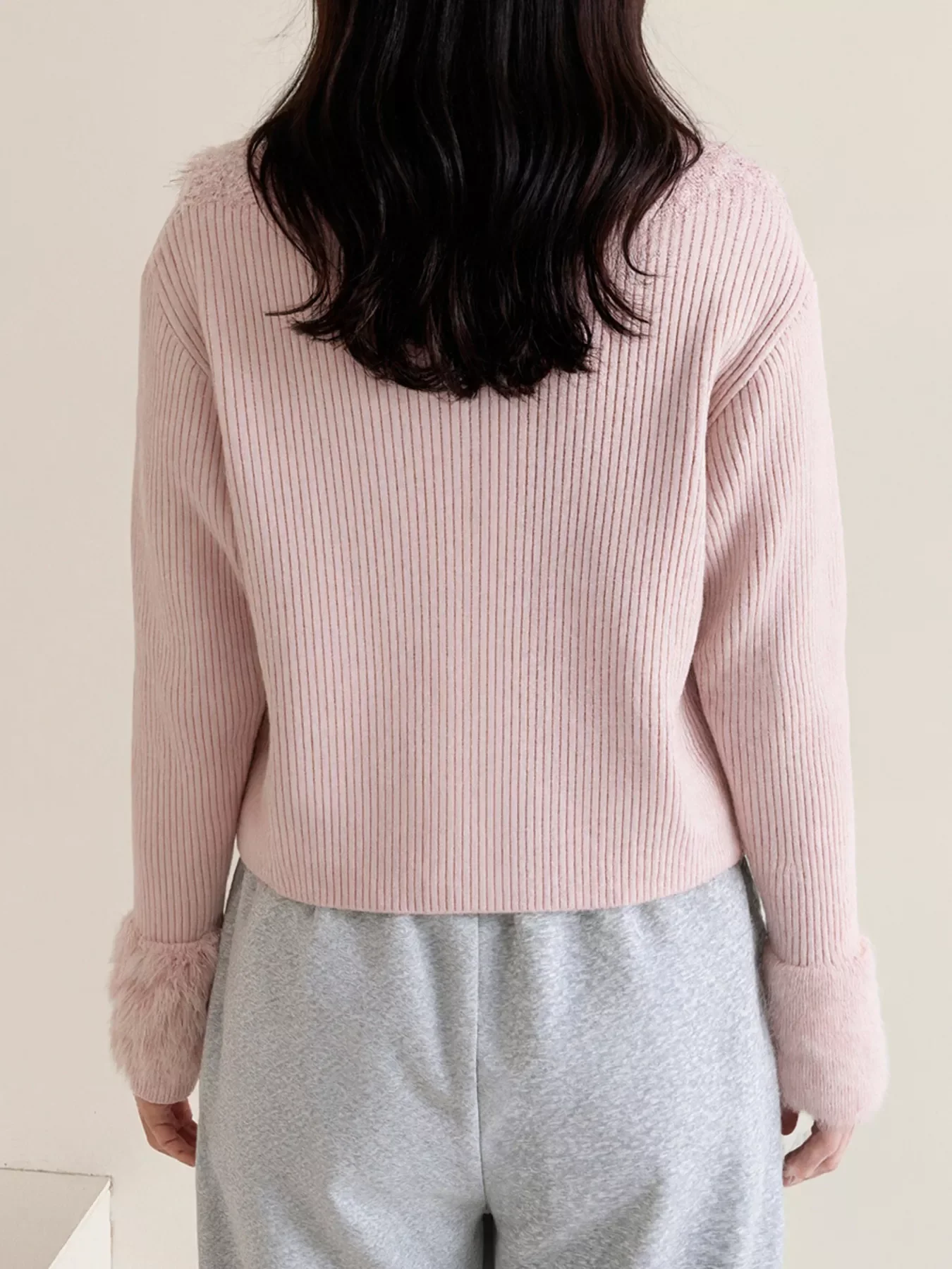 Fluffy Trim Zip-Up Cardigan - Image 3