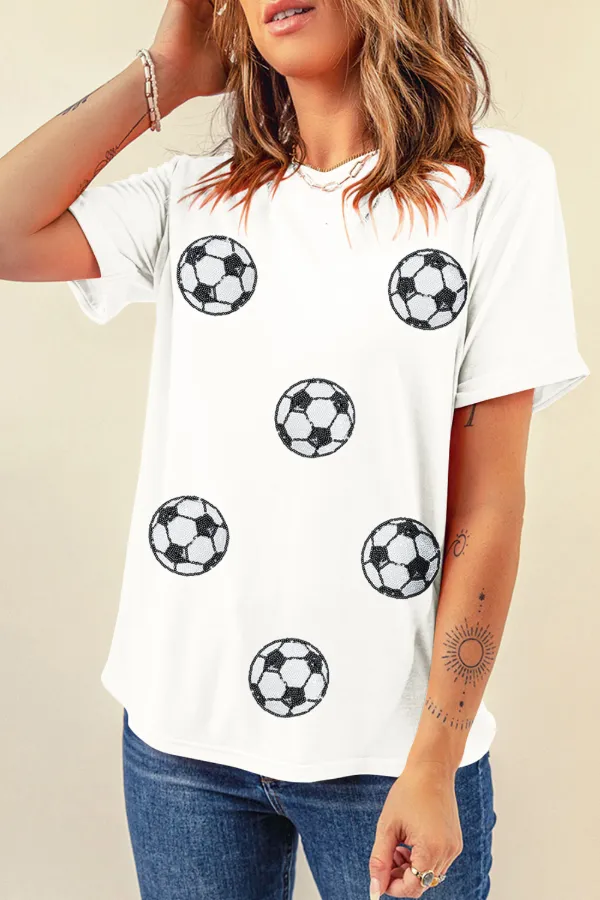 Football Round Neck Short Sleeve T Shirt - Image 2