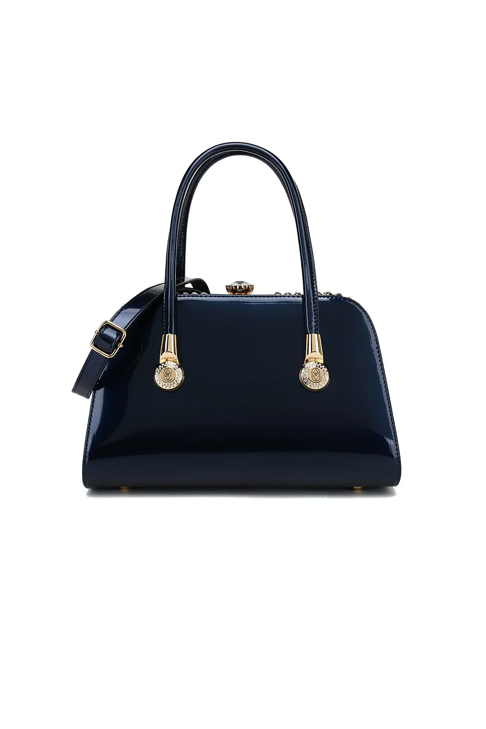 Frame Satchel with Rhinestones Patent Leather - Image 3