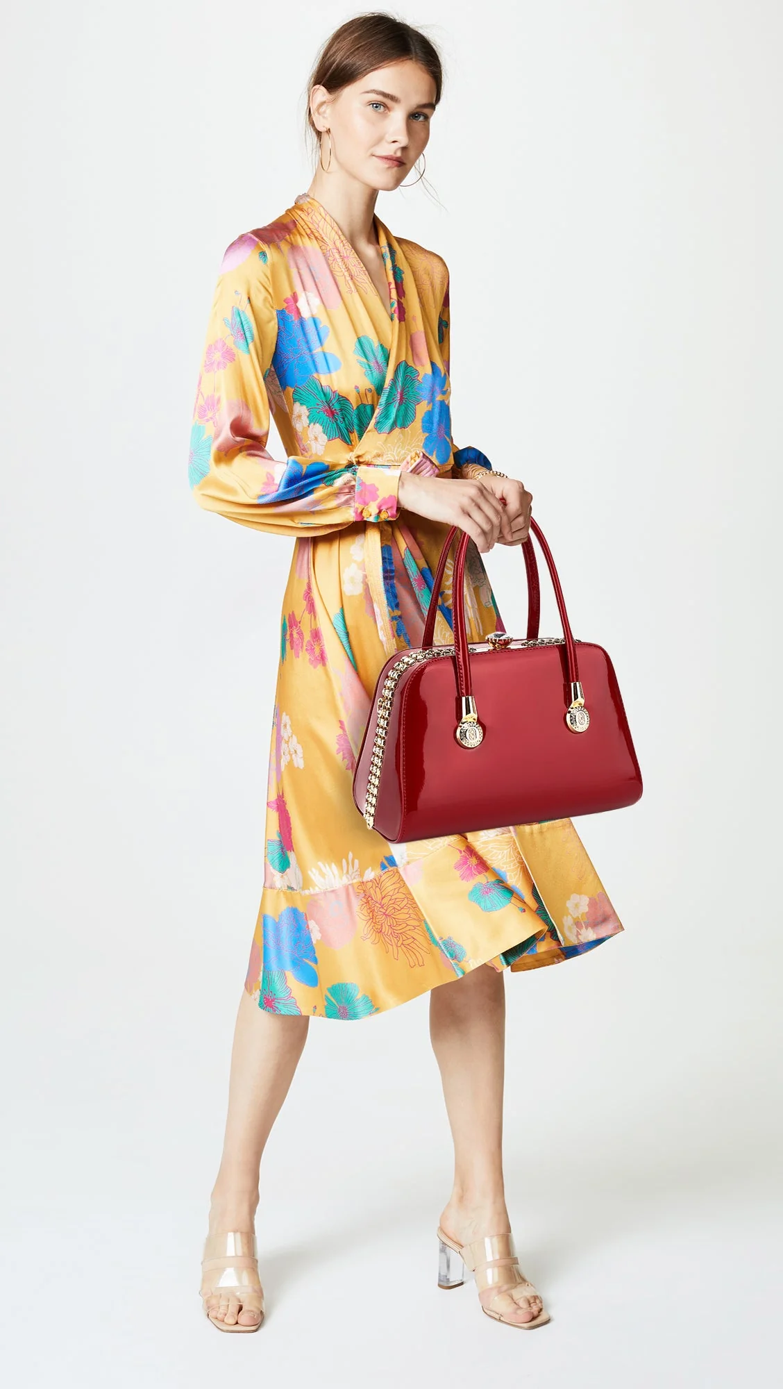Frame Satchel with Rhinestones Patent Leather - Image 6