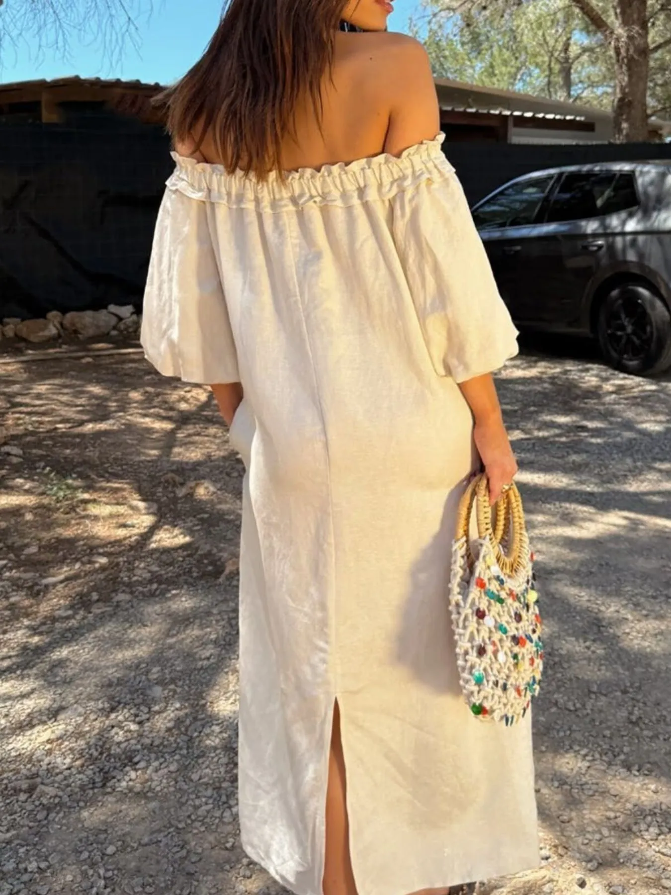 Frill Printed Off-Shoulder Dress - Image 6