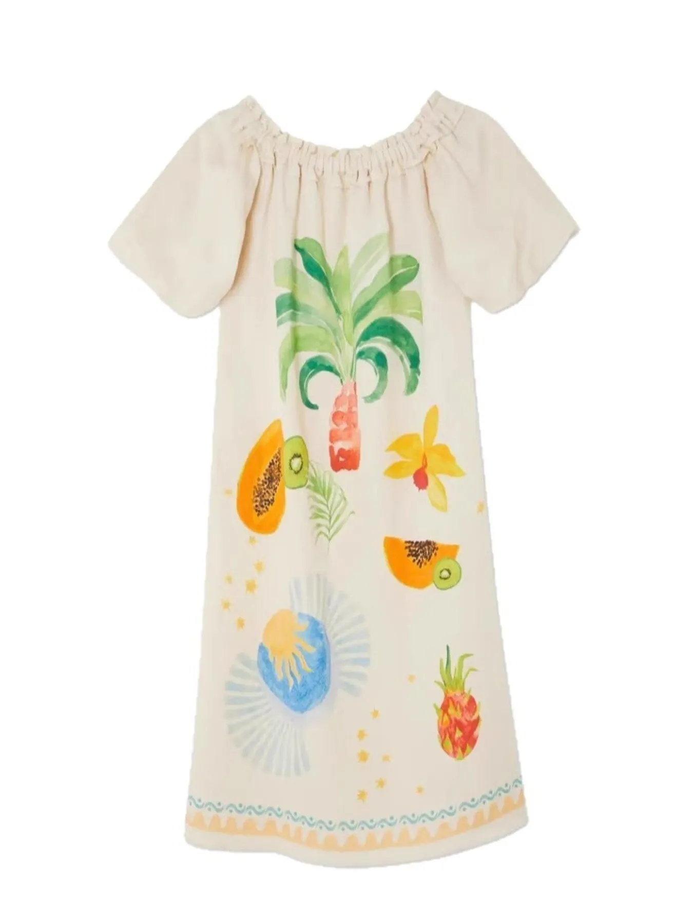 Frill Printed Off-Shoulder Dress - Image 8