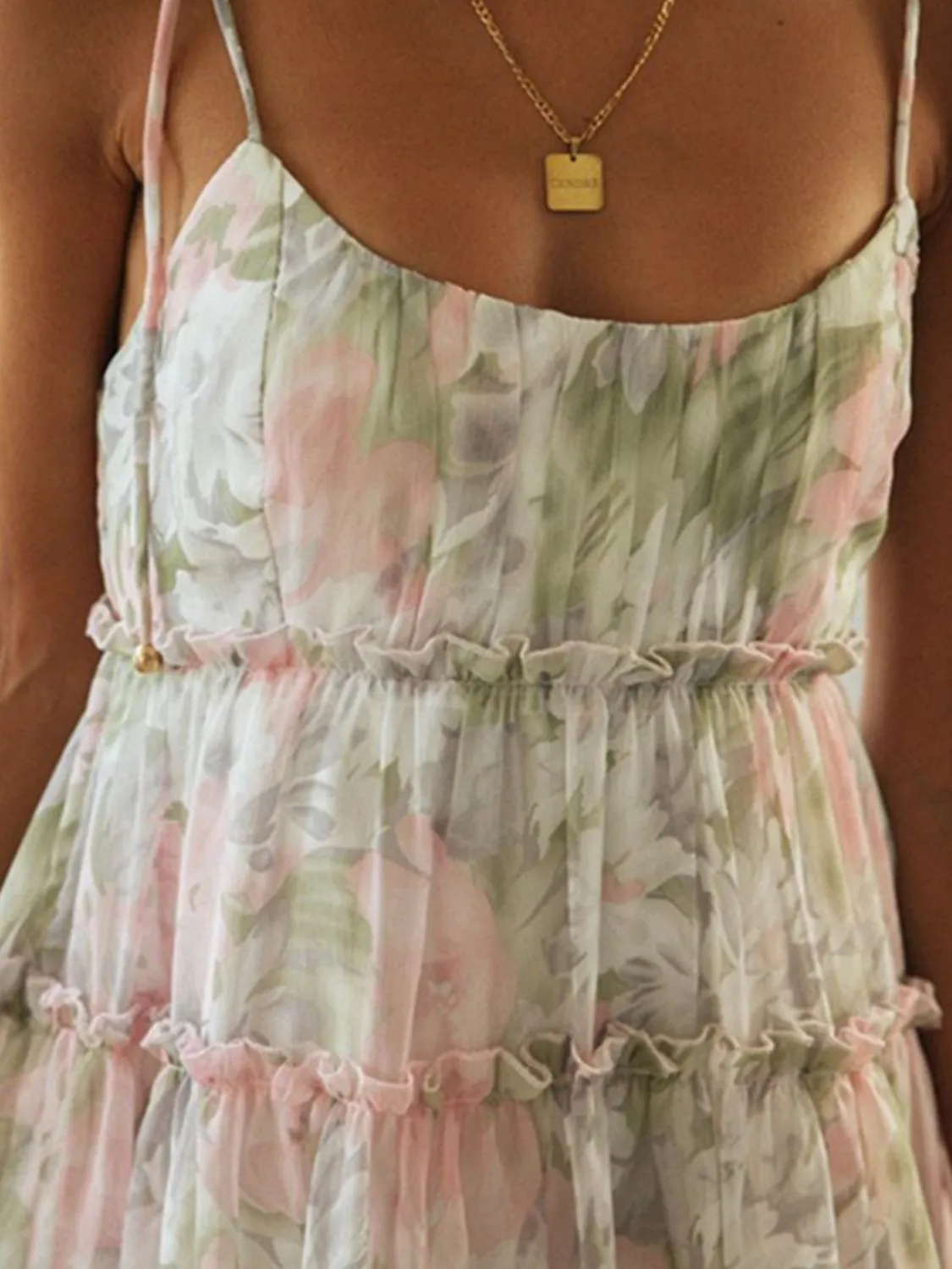 Frill Printed Square Neck Mini Cami Dress - Image 15