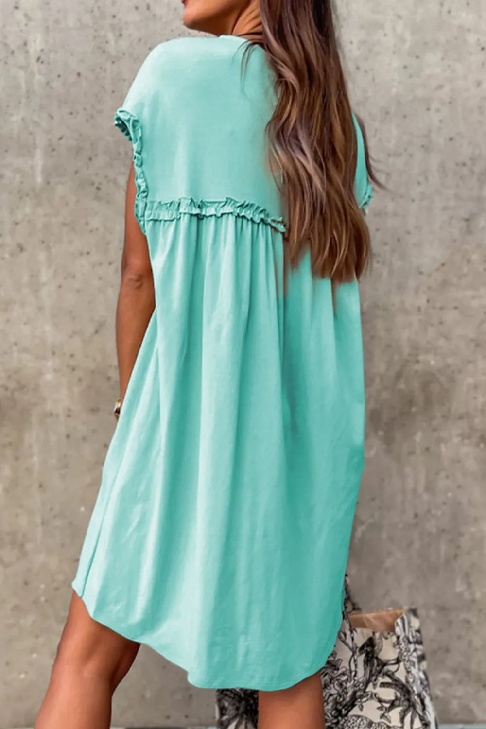 Frill Short Sleeve Mini Dress - Image 2