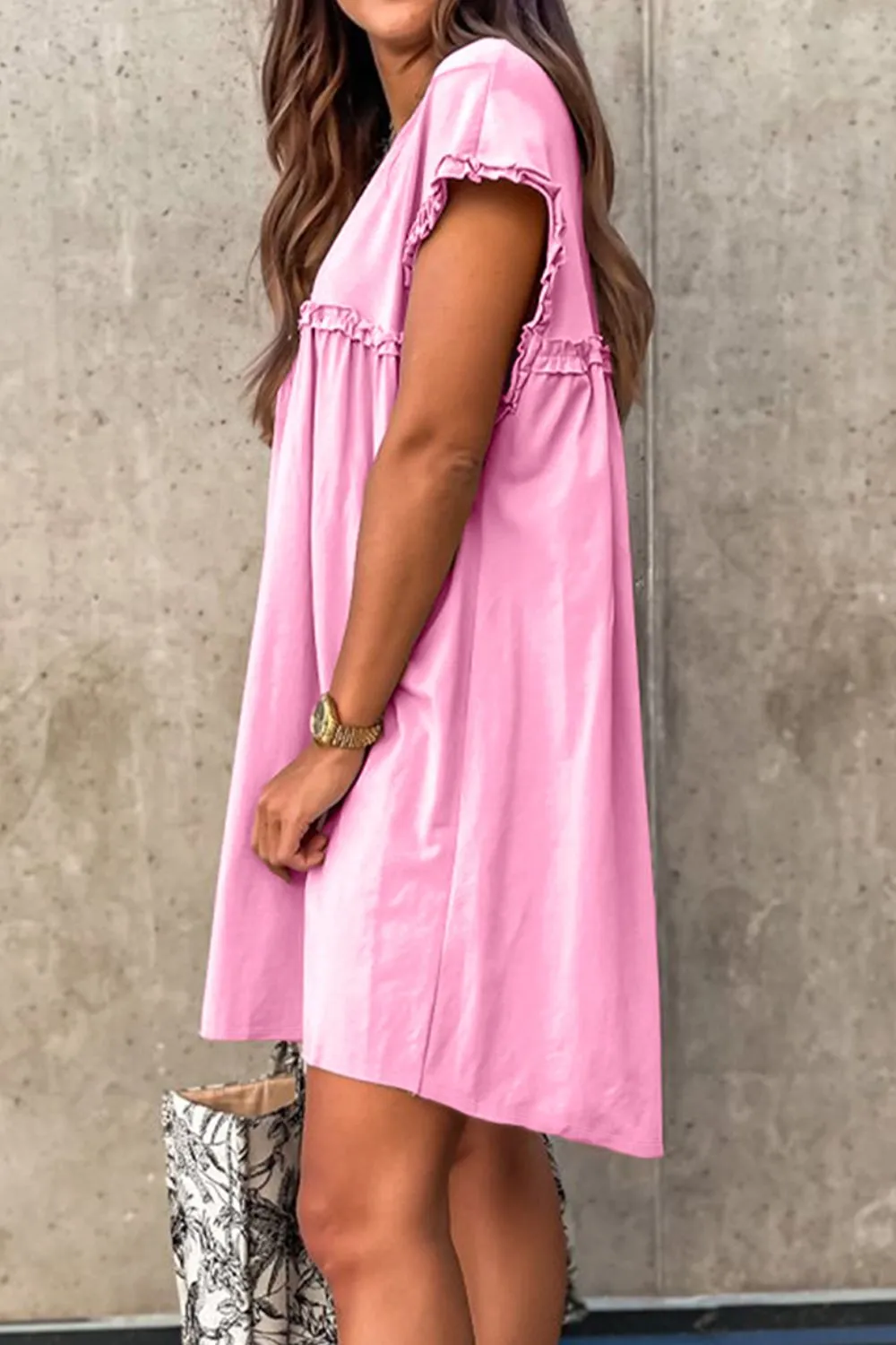 Frill Short Sleeve Mini Dress - Image 5