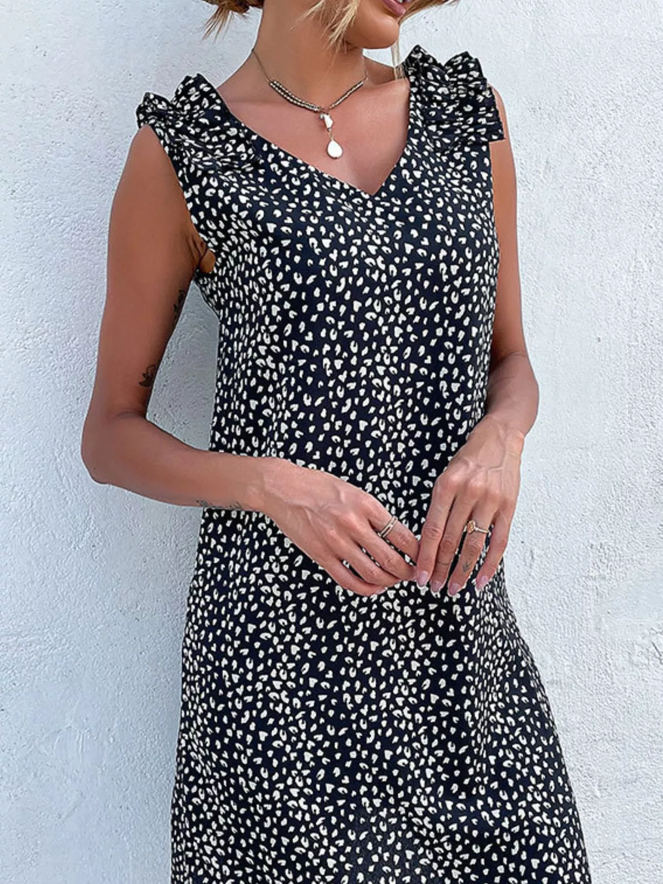 Frill Sleeveless Leopard Print Mini Dress - Image 9