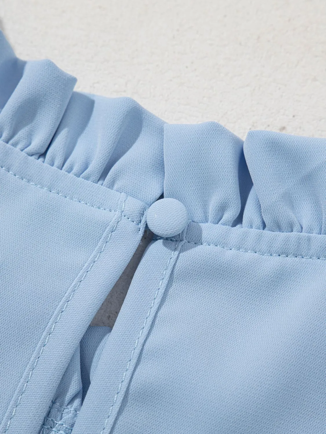 Frill Solid Round Neck Half Sleeve Blouse - Image 9