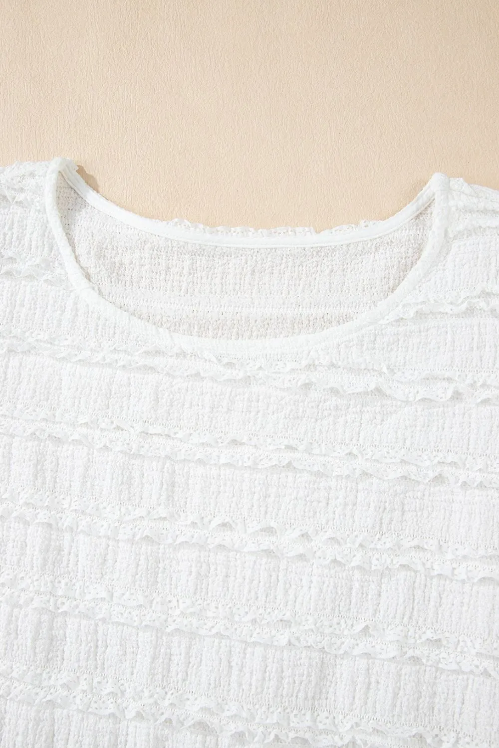 Frilled Lace Trim Bubble Sleeve Blouse - Image 9