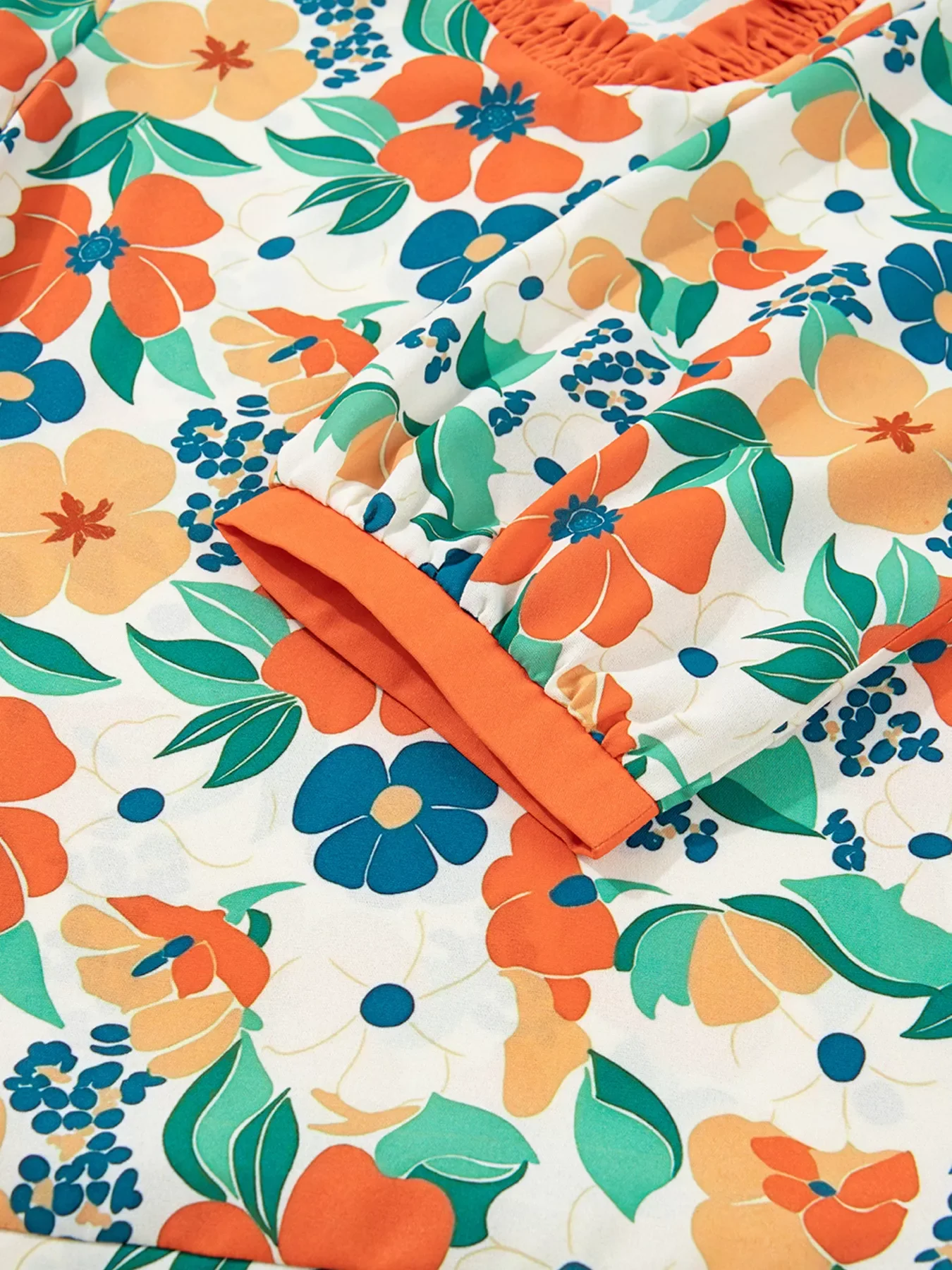 Frilled V Neck Floral Print Blouse - Image 6