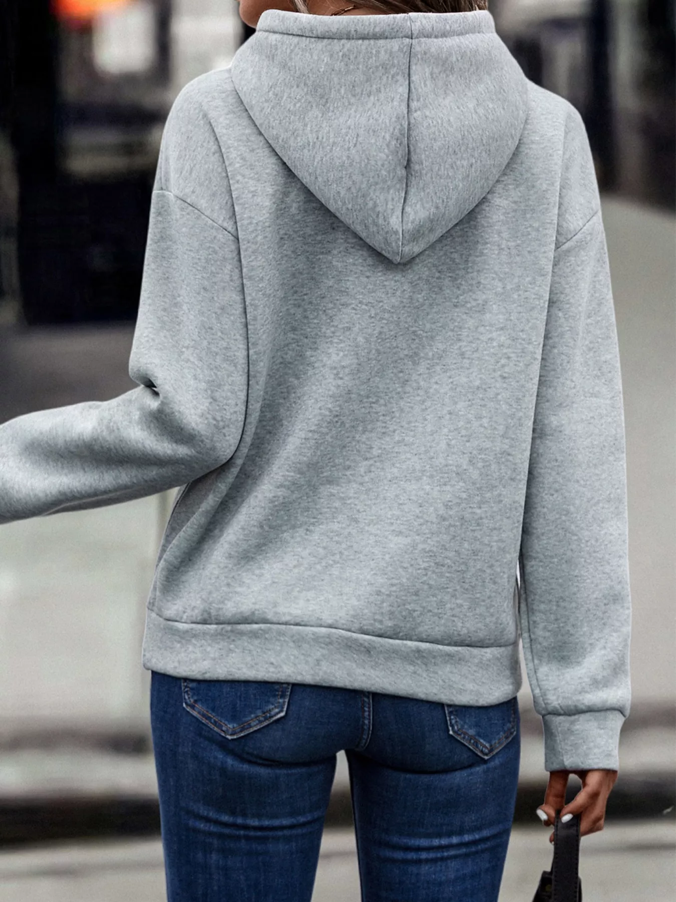 Fringe Detail Long Sleeve Drawstring Hoodie - Image 14