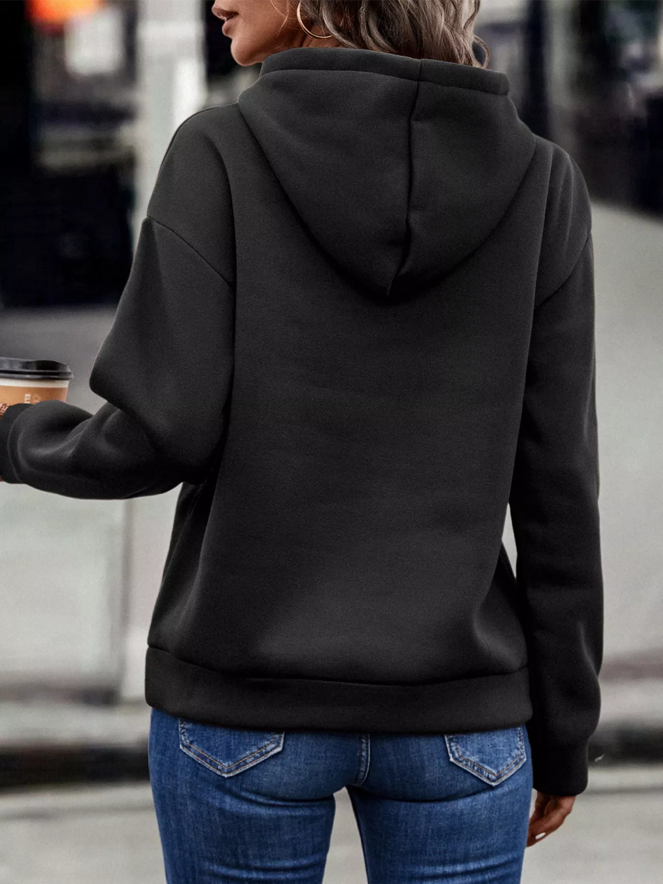 Fringe Detail Long Sleeve Drawstring Hoodie - Image 8