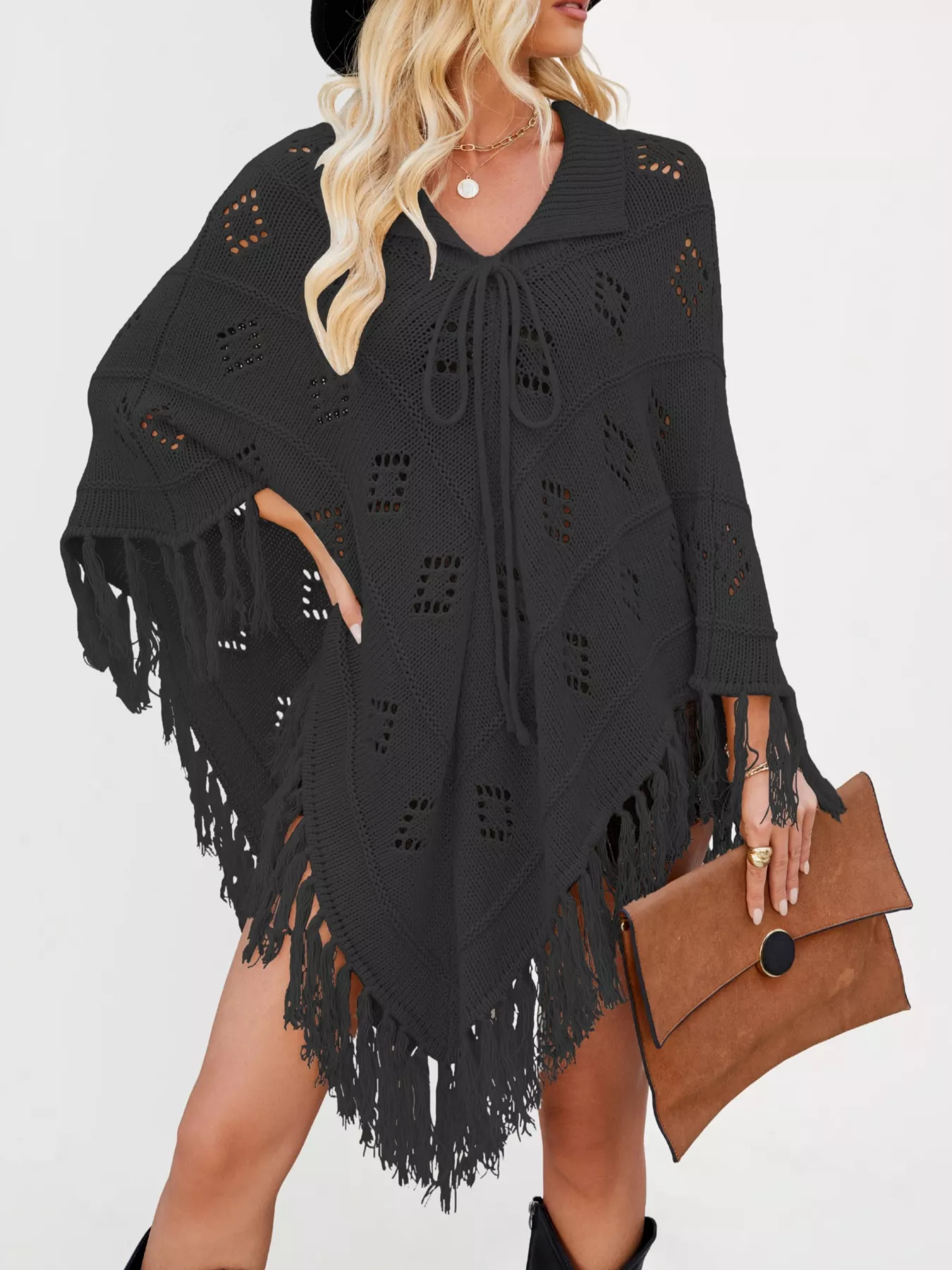 Fringe Openwork Knit Cover Up - Image 16