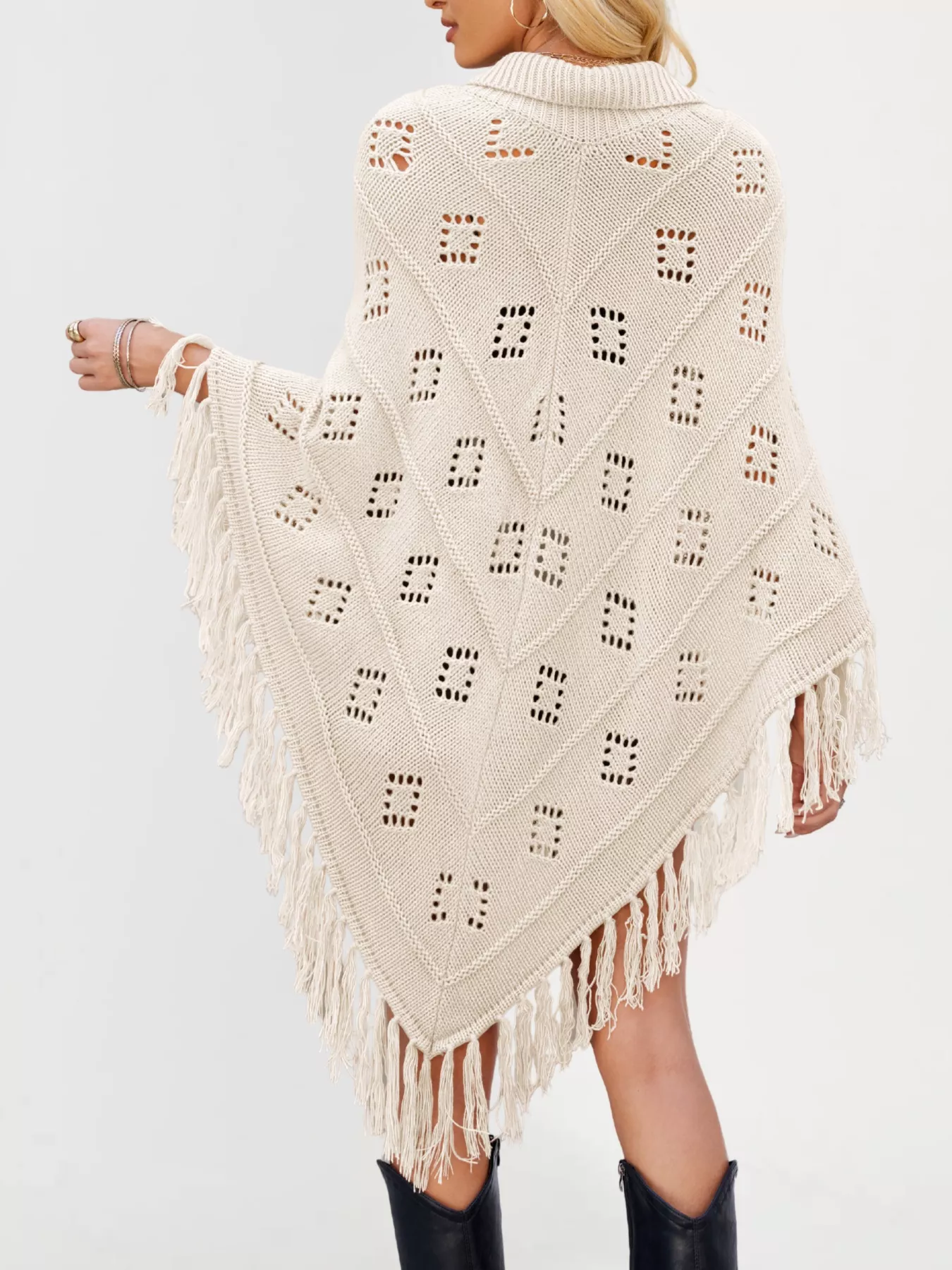 Fringe Openwork Knit Cover Up - Image 3