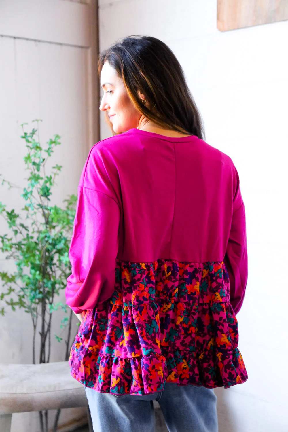 Fuchsia Fizz Drop Shoulder Babydoll Blouse - Image 5