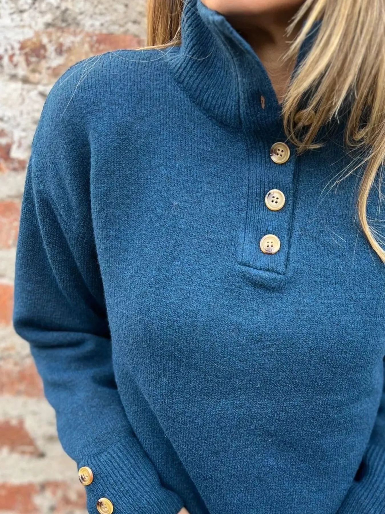 Full Size Button-Detail Turtleneck Sweater Plus Size - Image 12