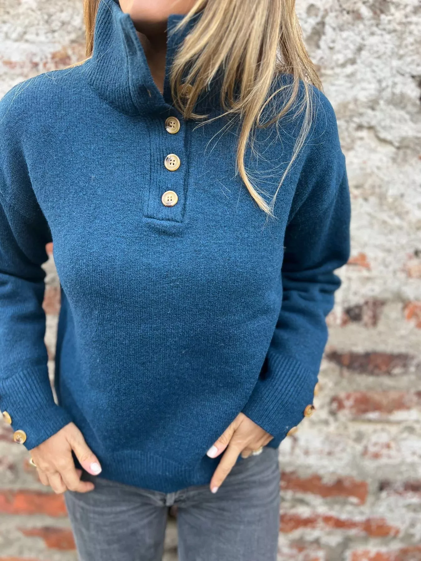 Full Size Button-Detail Turtleneck Sweater Plus Size - Image 13