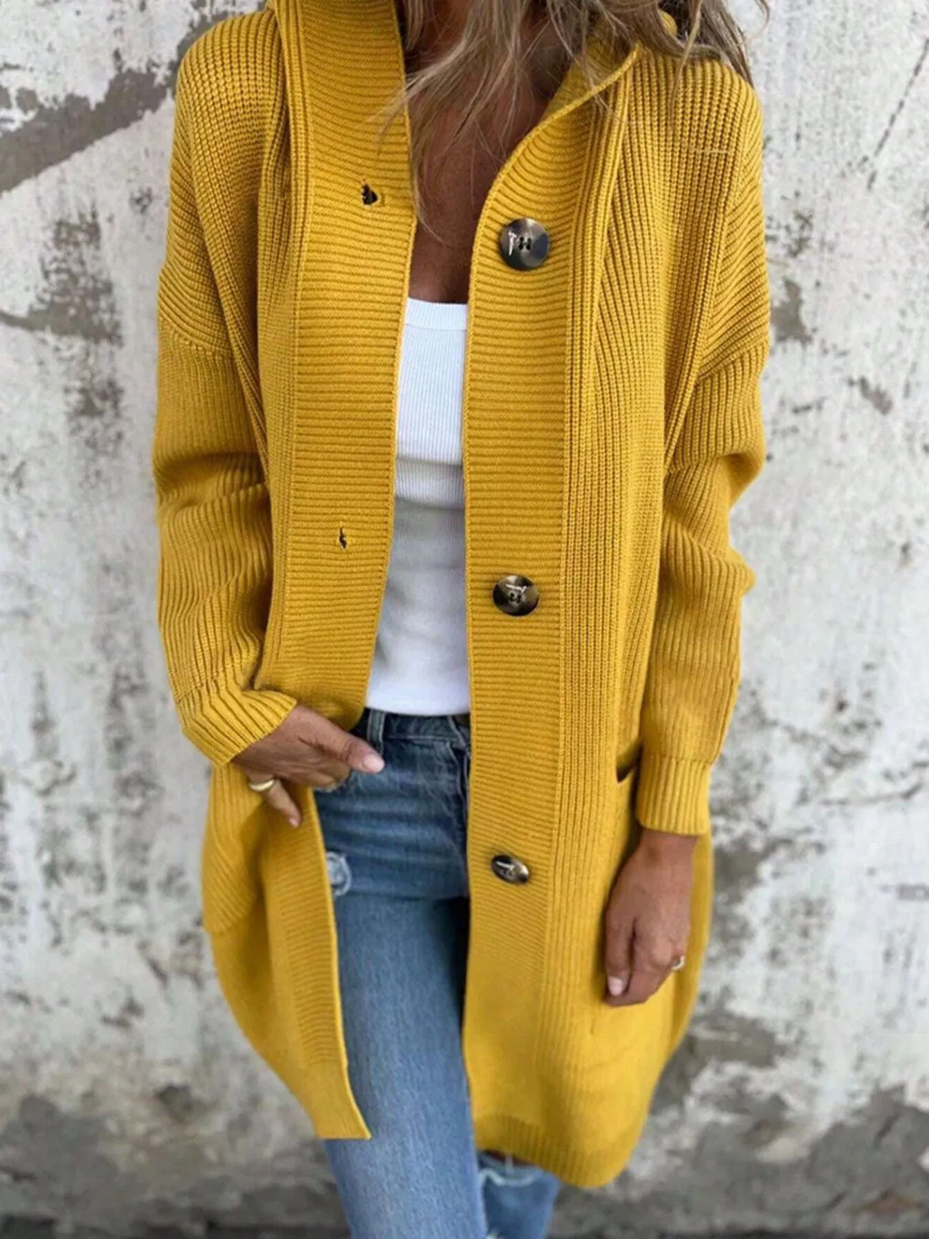 Full Size Button-Down Hooded Cardigan Plus Size - Image 11