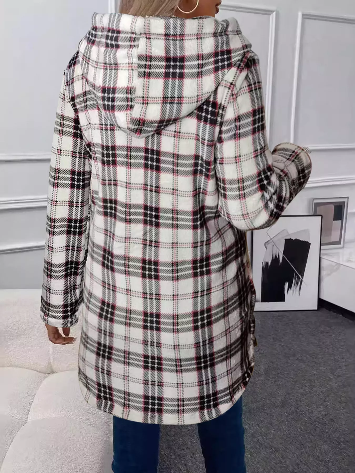Full Size Button-Down Hooded Outerwear Plus Size - Image 2
