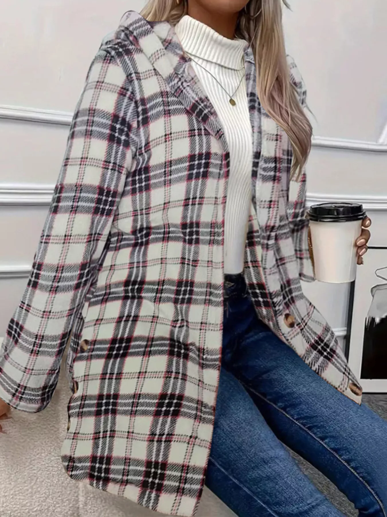 Full Size Button-Down Hooded Outerwear Plus Size - Image 3