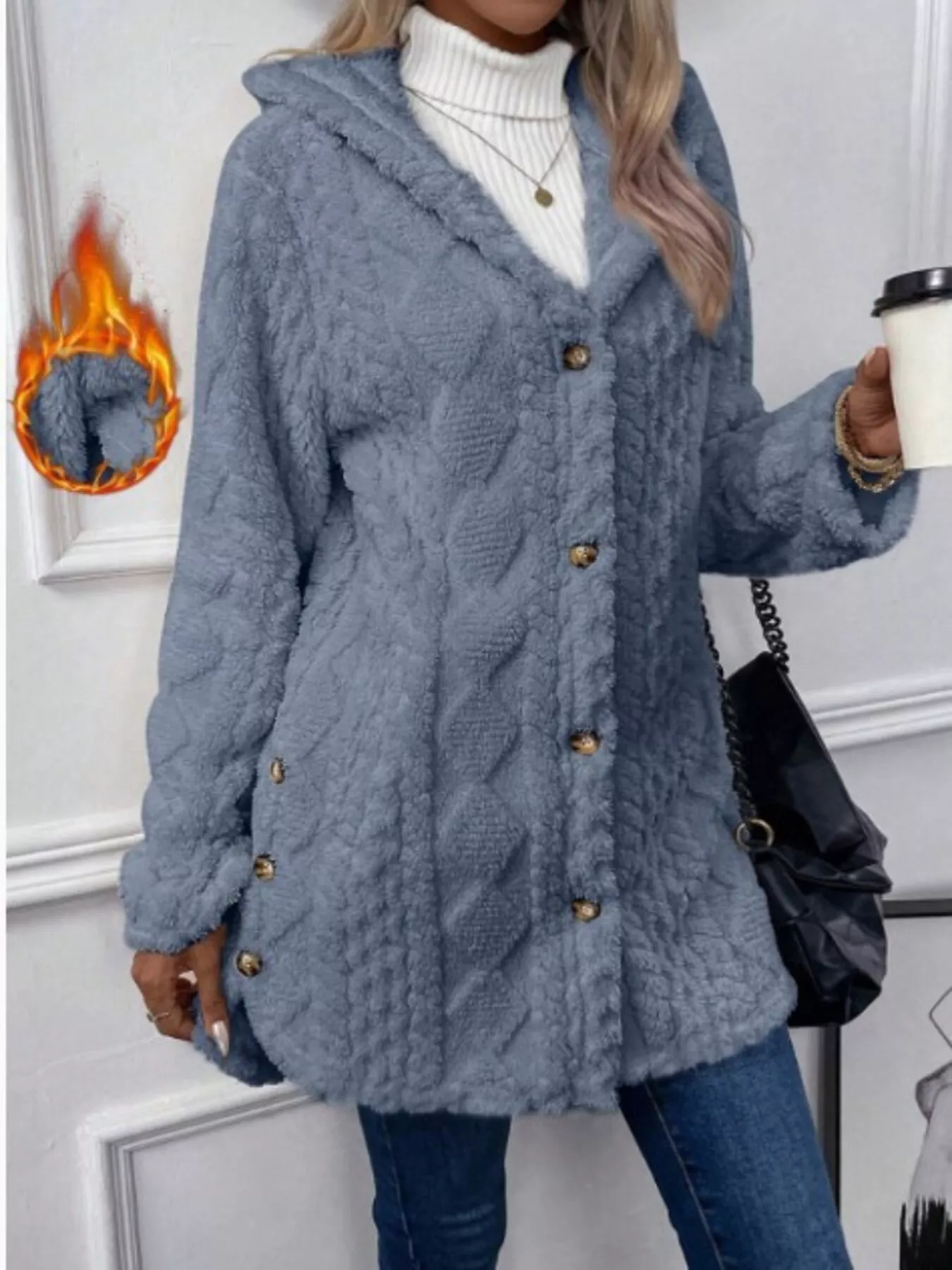 Full Size Button-Down Hooded Outerwear Plus Size - Image 32