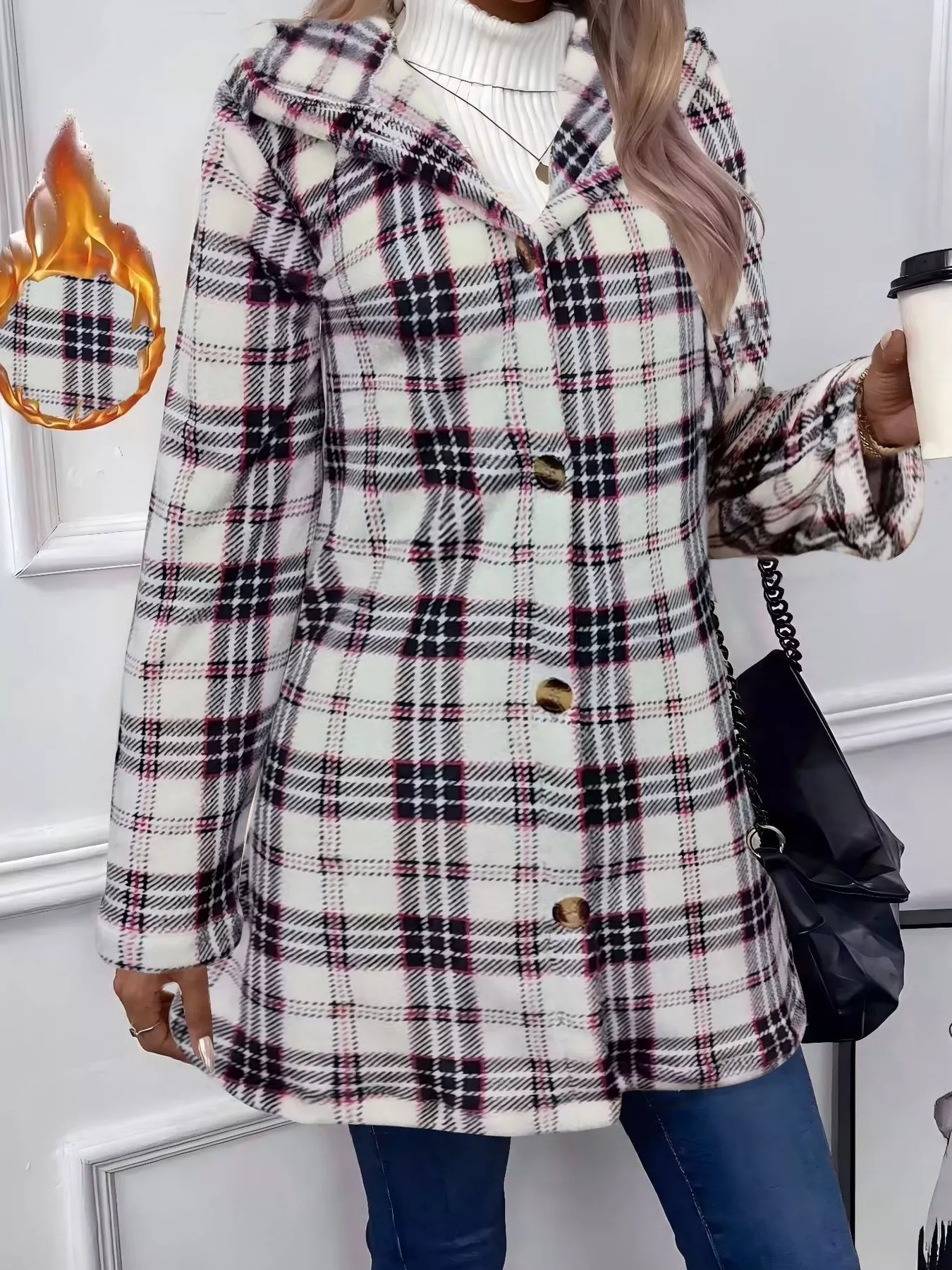 Full Size Button-Down Hooded Outerwear Plus Size - Image 4