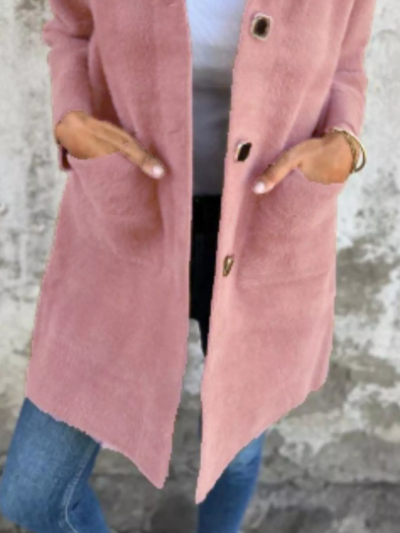 Full Size Button-Down Long Sleeve Longline Coat Plus Size - Image 3