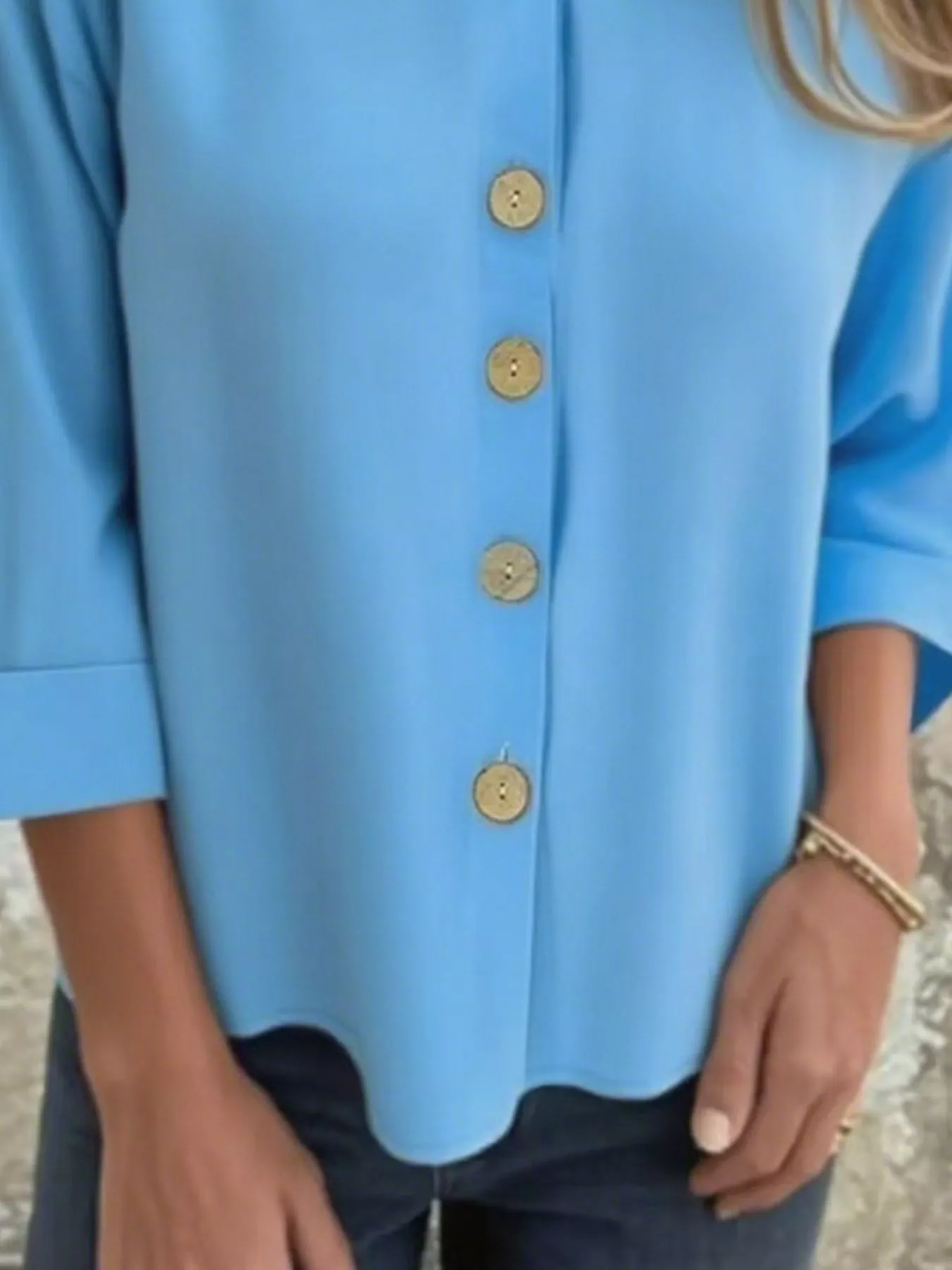 Full Size Button-Front 3/4 Sleeve Casual Blouse Plus Size - Image 15