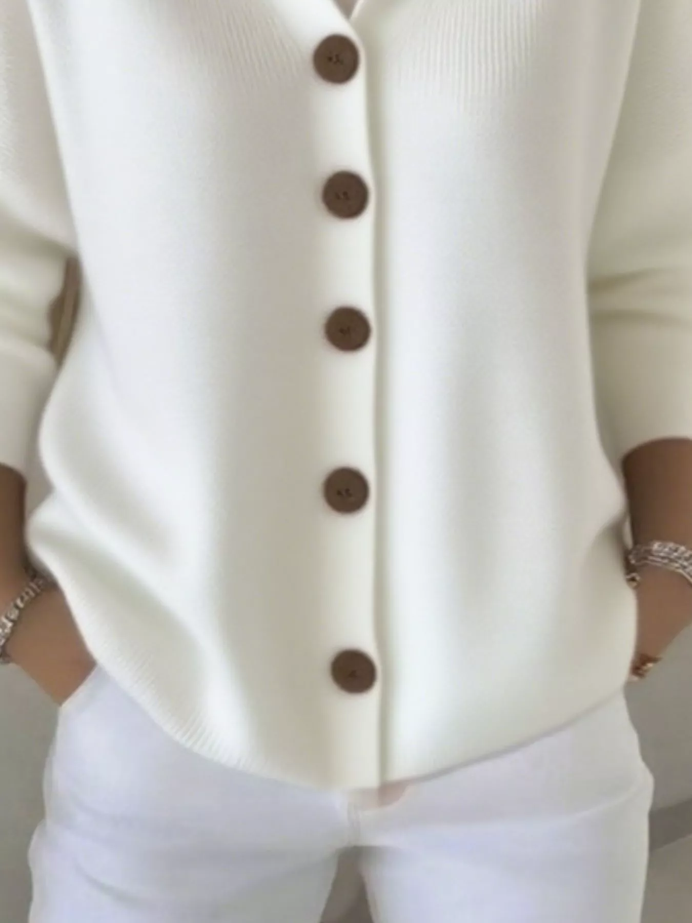 Full Size Button Up Long Sleeve Cardigan Plus Size - Image 21