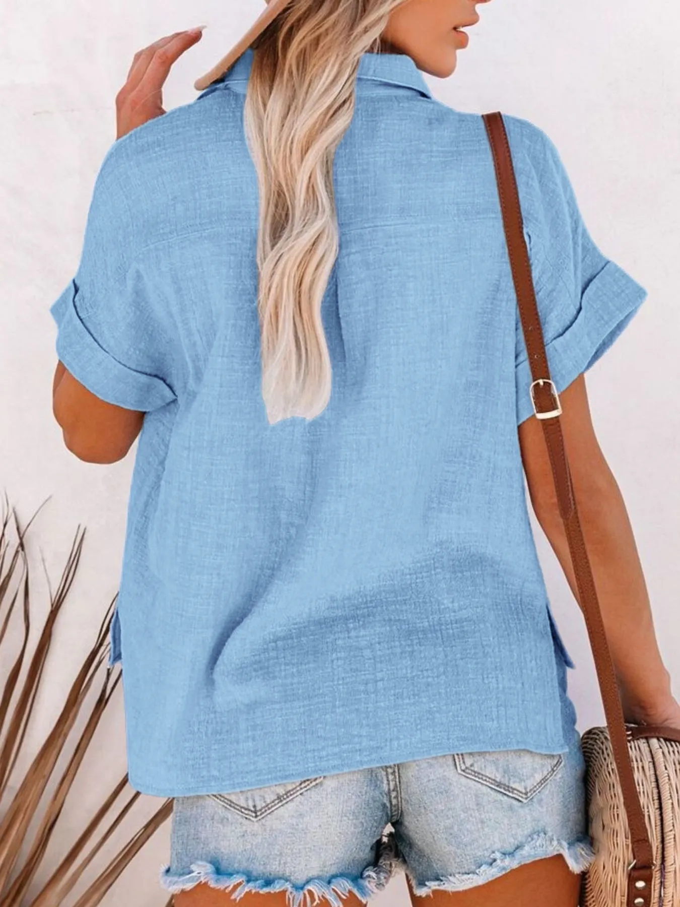 Full Size Button Up Short Sleeve Shirt Plus Size - Image 9