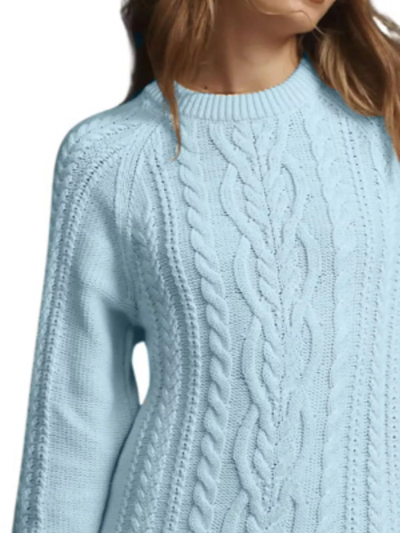 Full Size Cable-Knit Mini Sweater Dress Plus Size - Image 14