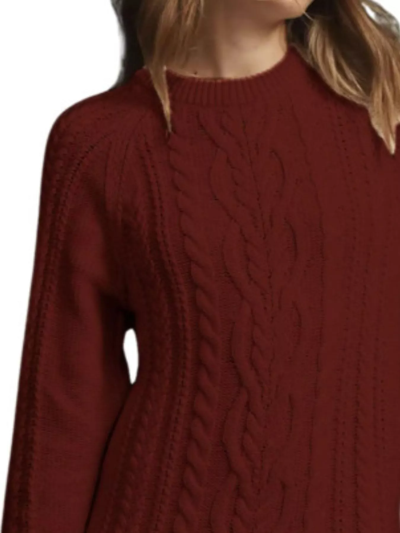 Full Size Cable-Knit Mini Sweater Dress Plus Size - Image 20