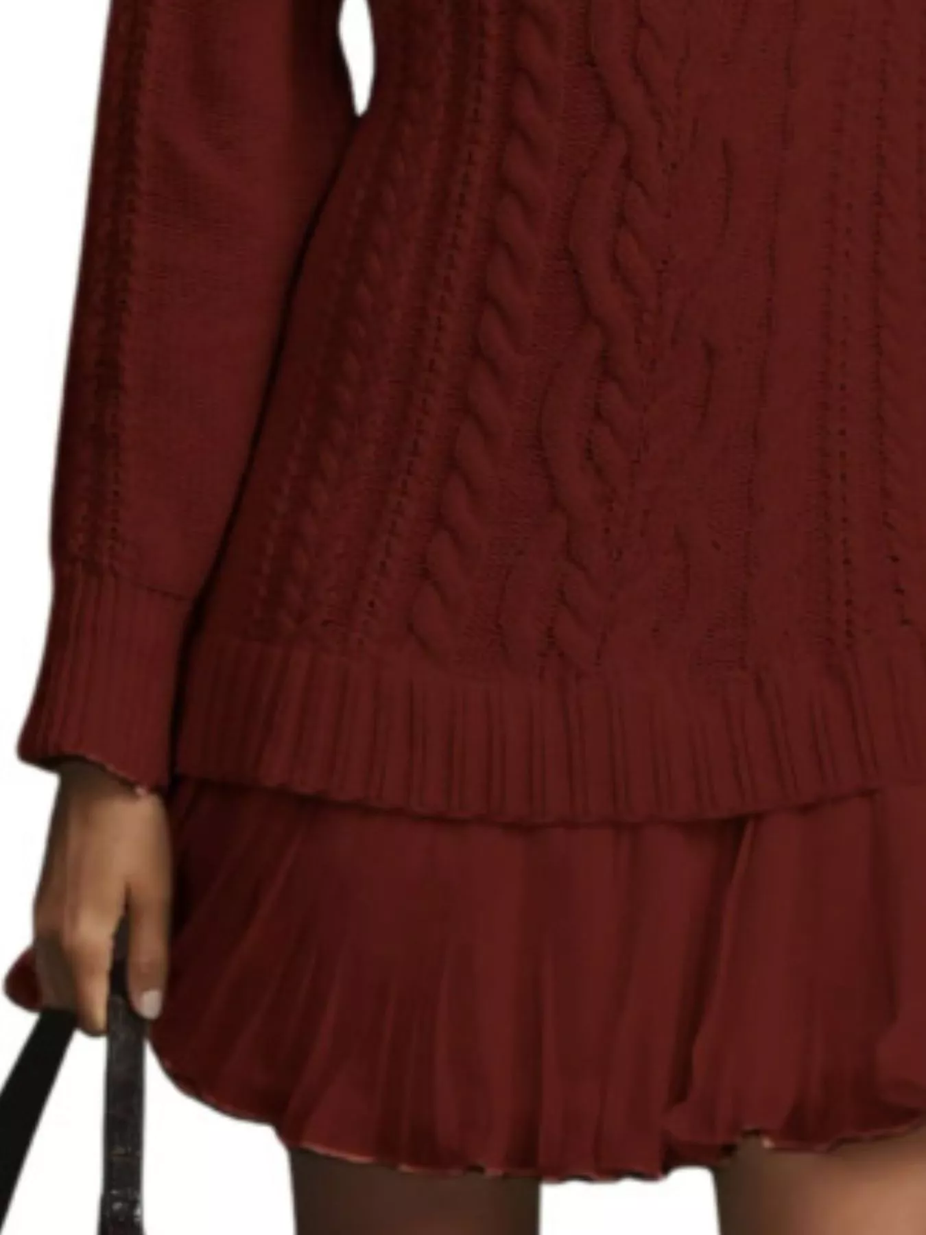 Full Size Cable-Knit Mini Sweater Dress Plus Size - Image 21