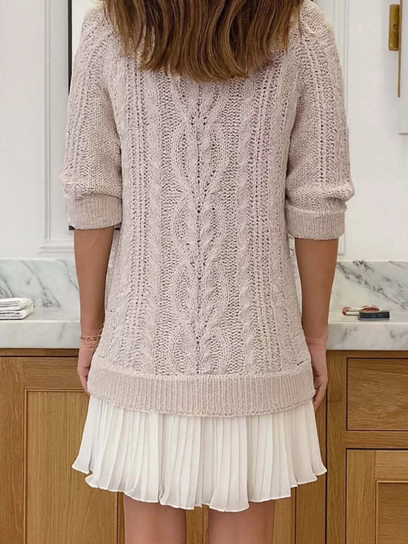 Full Size Cable-Knit Mini Sweater Dress Plus Size - Image 27