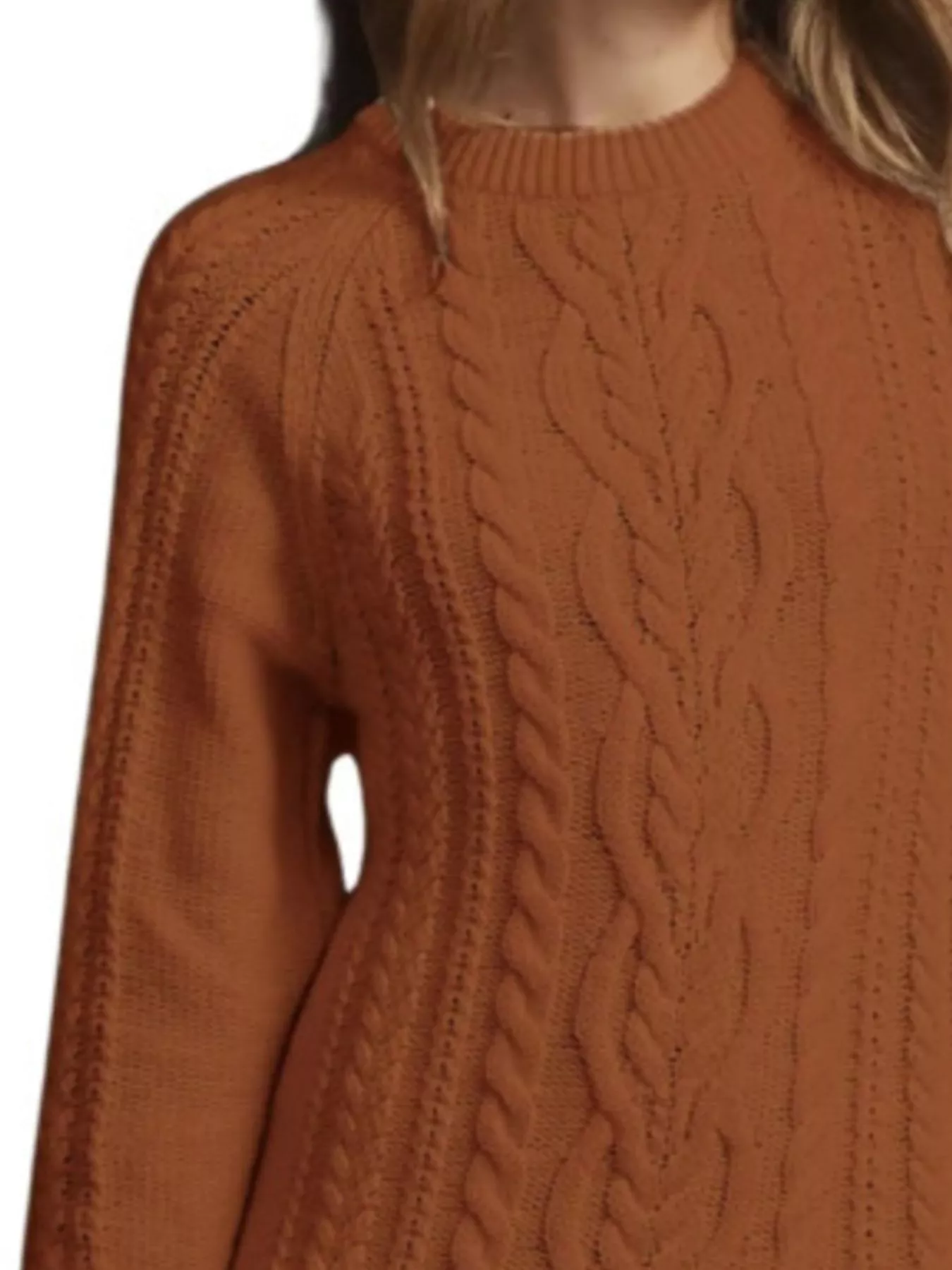 Full Size Cable-Knit Mini Sweater Dress Plus Size - Image 31
