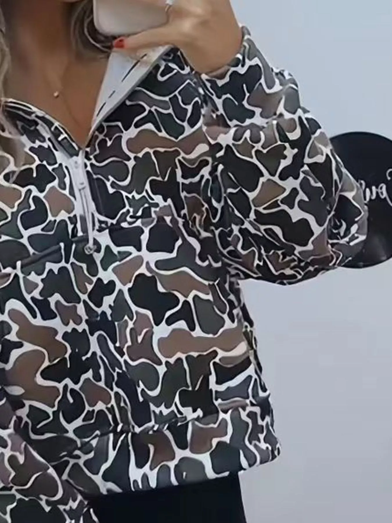 Full Size Camouflage Print Half-Zip Sweatshirt Plus Size - Image 2