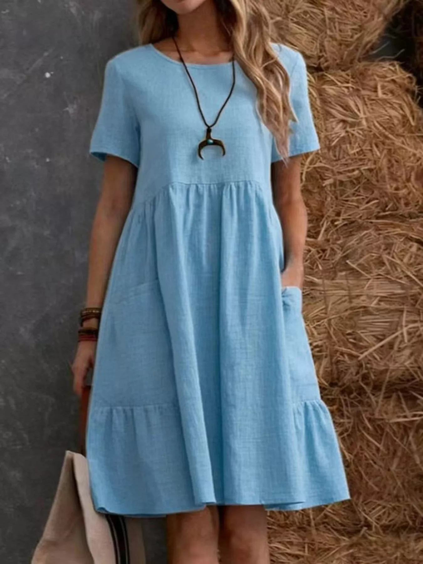 Full Size Casual Loose Fit Tiered Ruffle Hem Dress Plus Size - Image 13