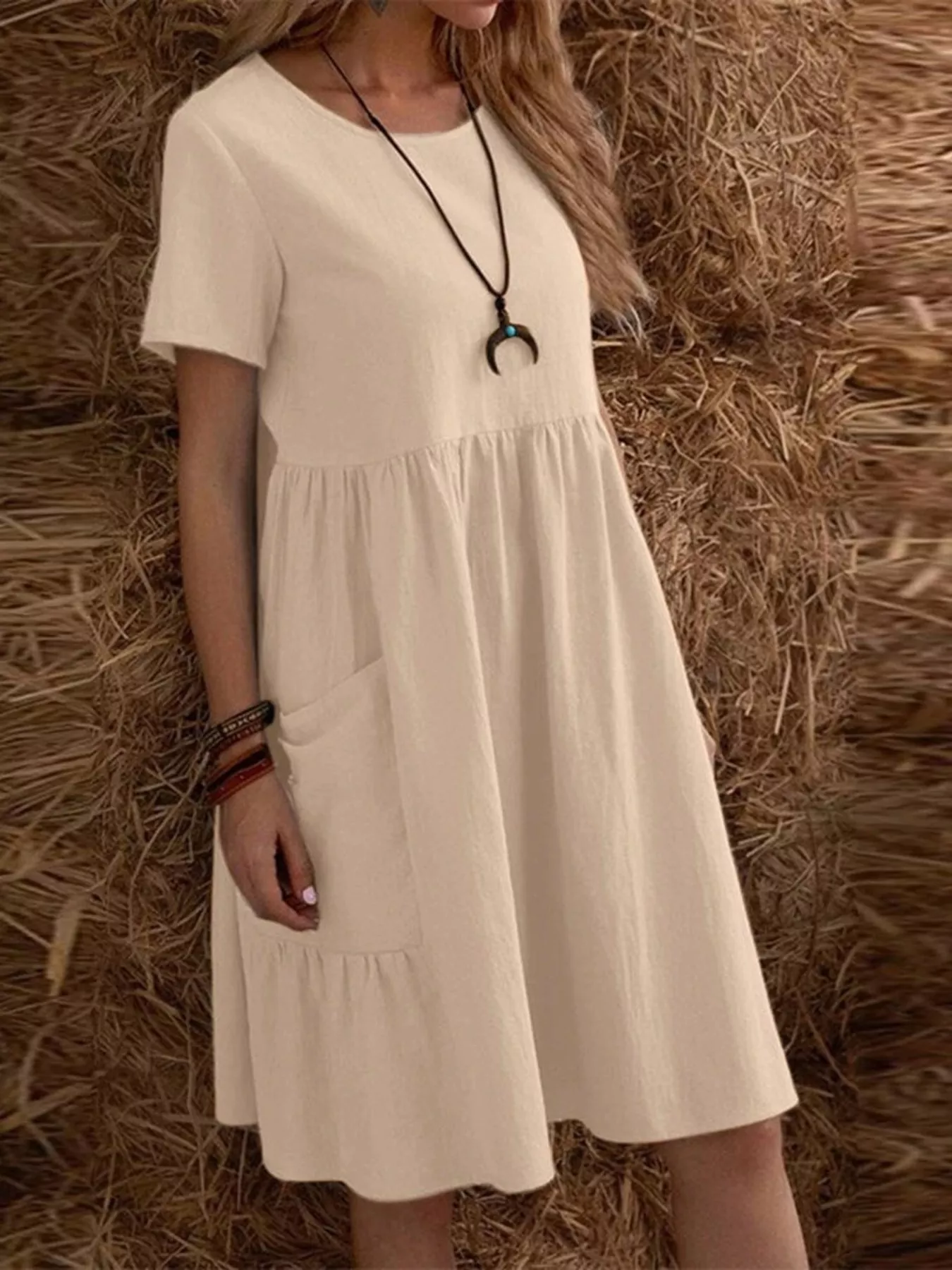 Full Size Casual Loose Fit Tiered Ruffle Hem Dress Plus Size - Image 2