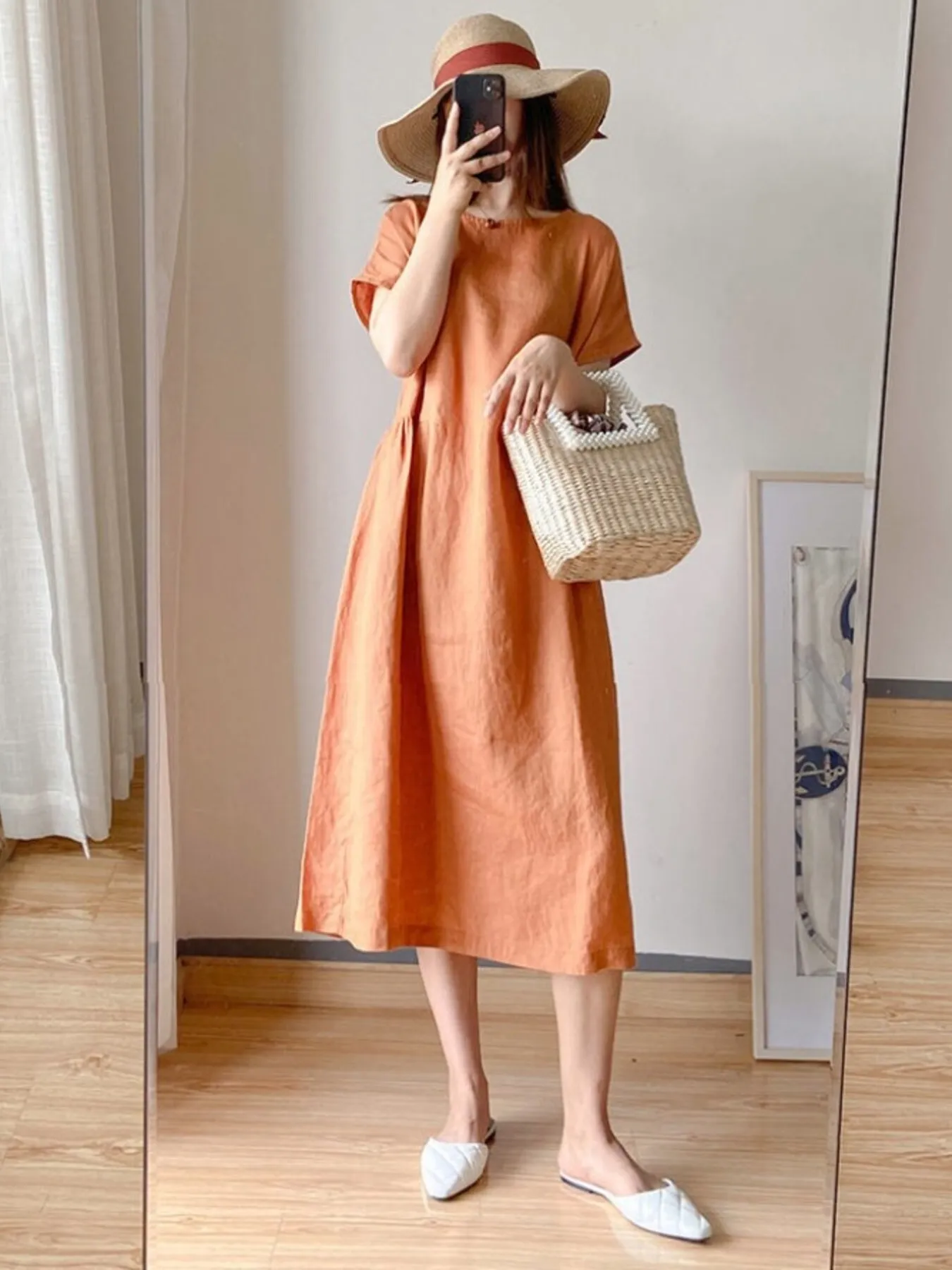 Full Size Casual Round Neck Midi Dress Plus Size - Image 4