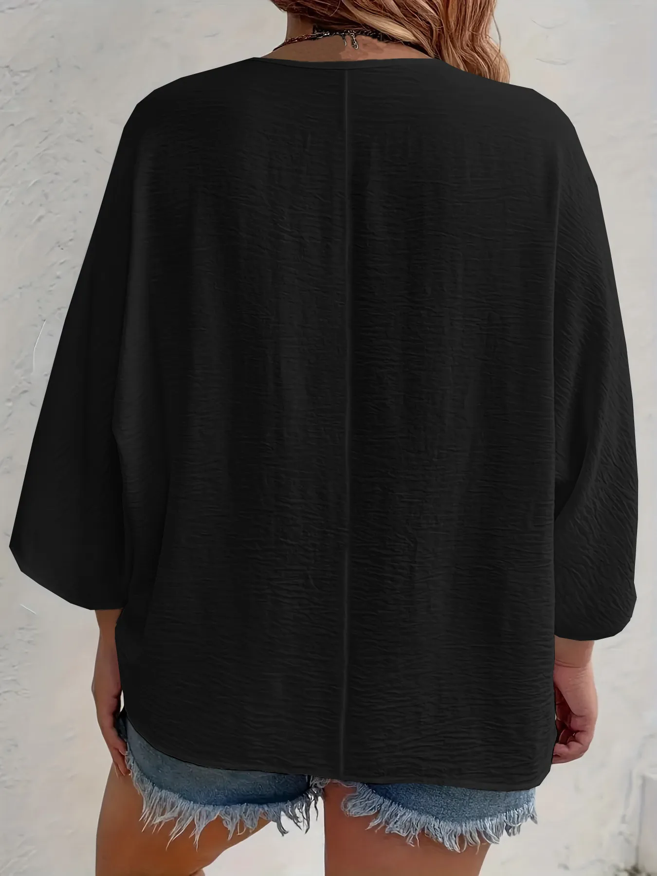 Full Size Casual V-Neck Button Down Relaxed Fit Blouse Plus Size - Image 11