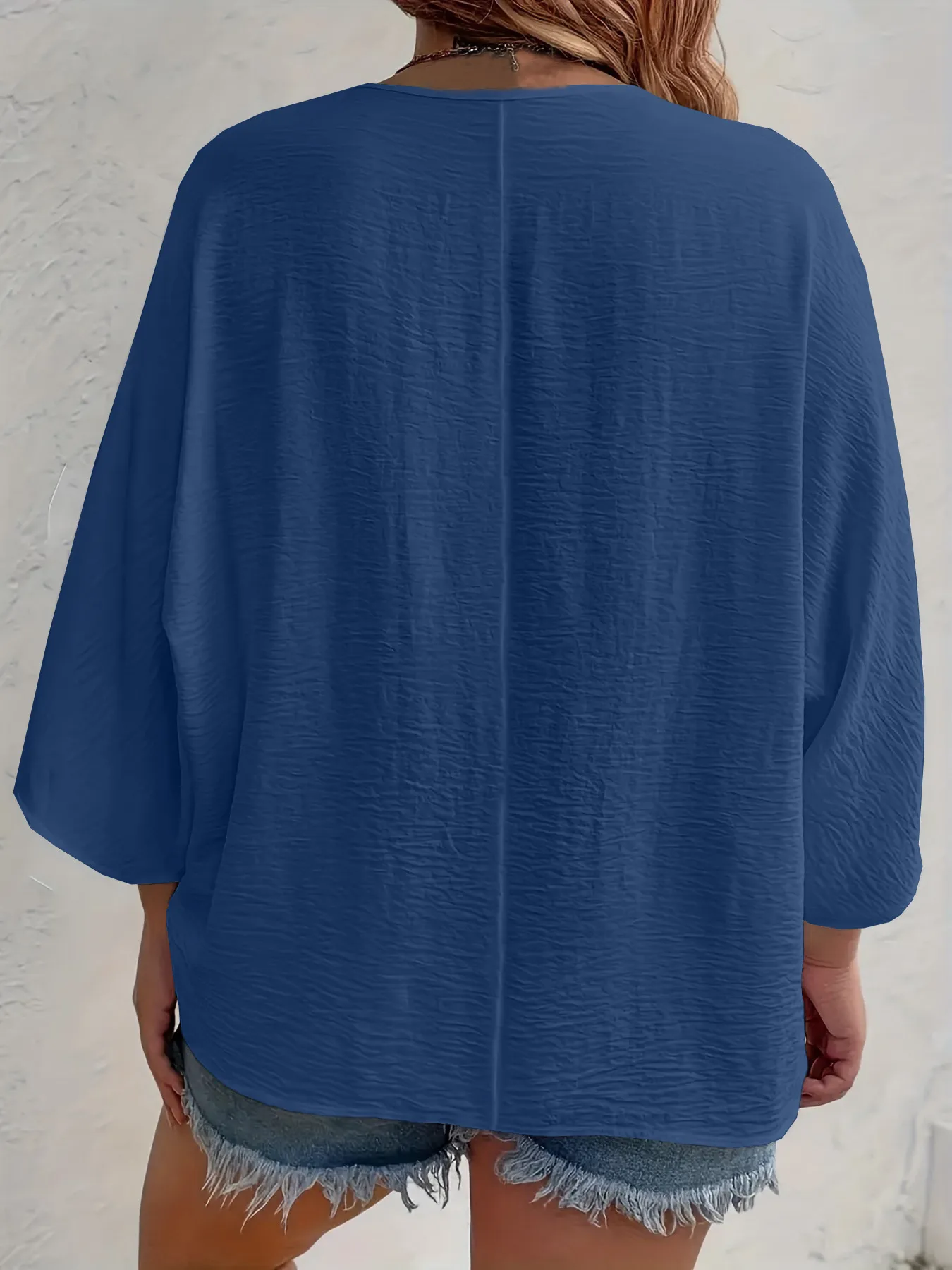 Full Size Casual V-Neck Button Down Relaxed Fit Blouse Plus Size - Image 17