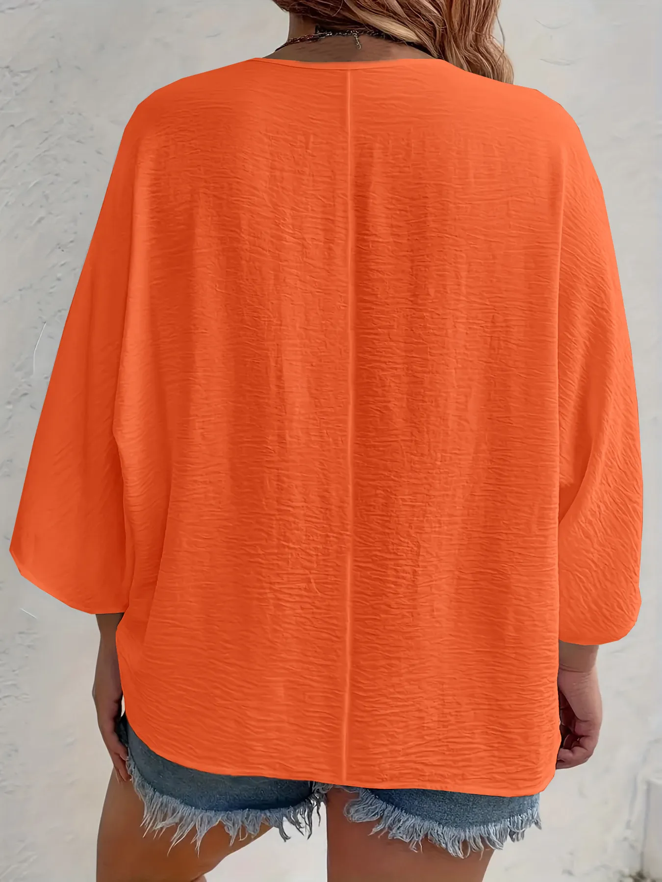 Full Size Casual V-Neck Button Down Relaxed Fit Blouse Plus Size - Image 5