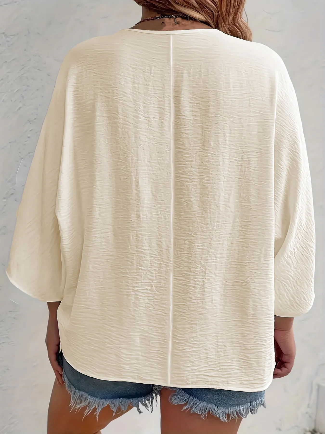 Full Size Casual V-Neck Button Down Relaxed Fit Blouse Plus Size - Image 8
