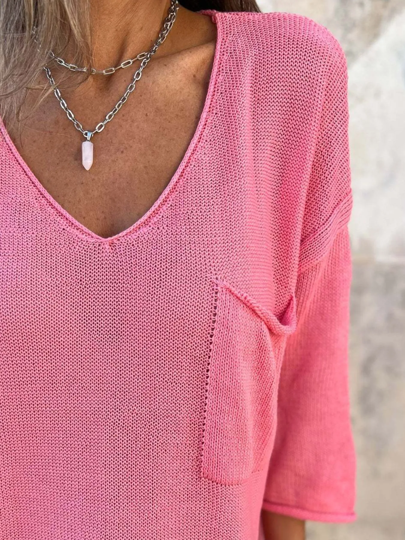 Full Size Casual V-Neck Knit Sweater Plus Size - Image 6