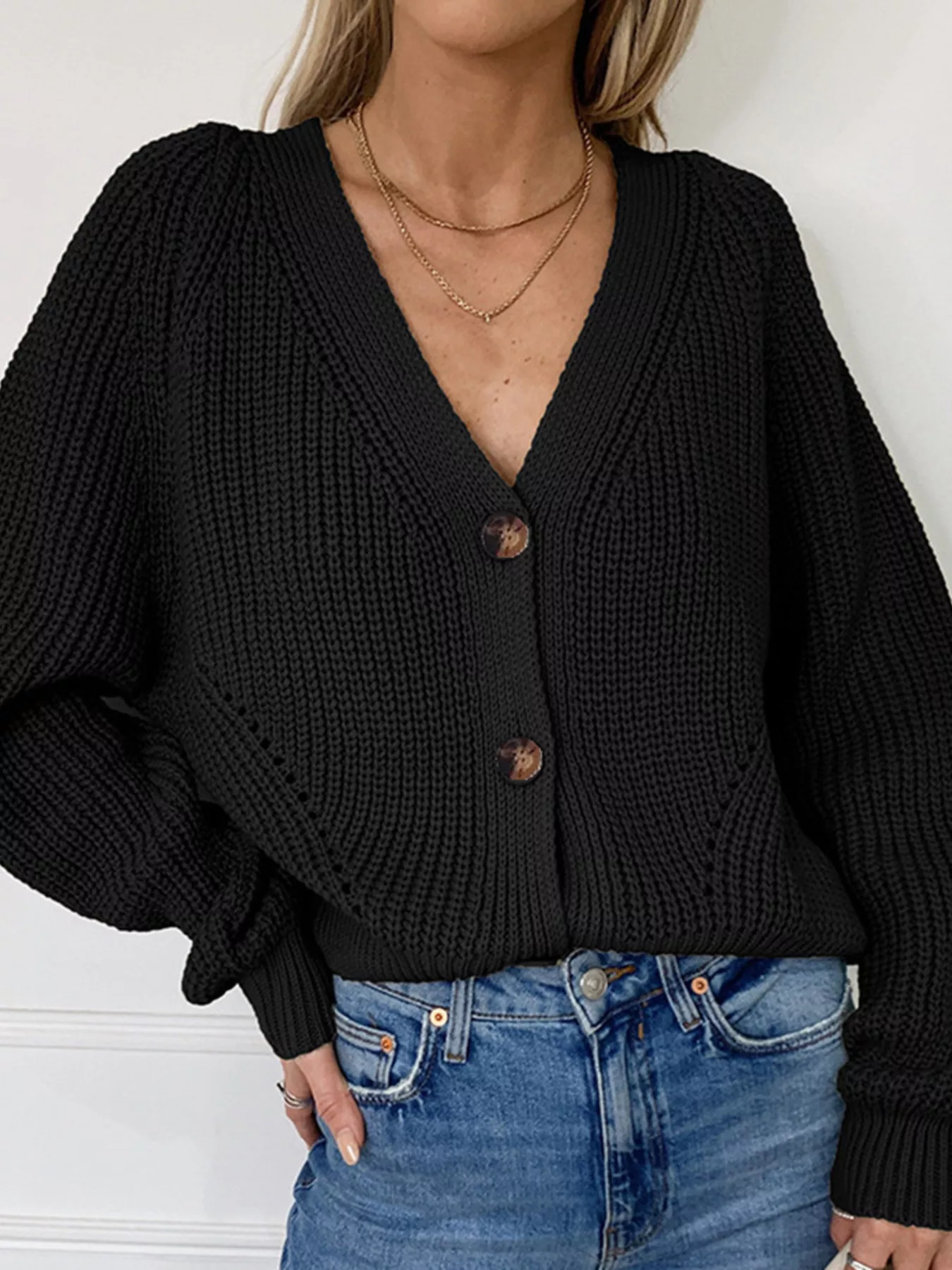 Full Size Chunky Knit Button-Down Cardigan Plus Size - Image 6
