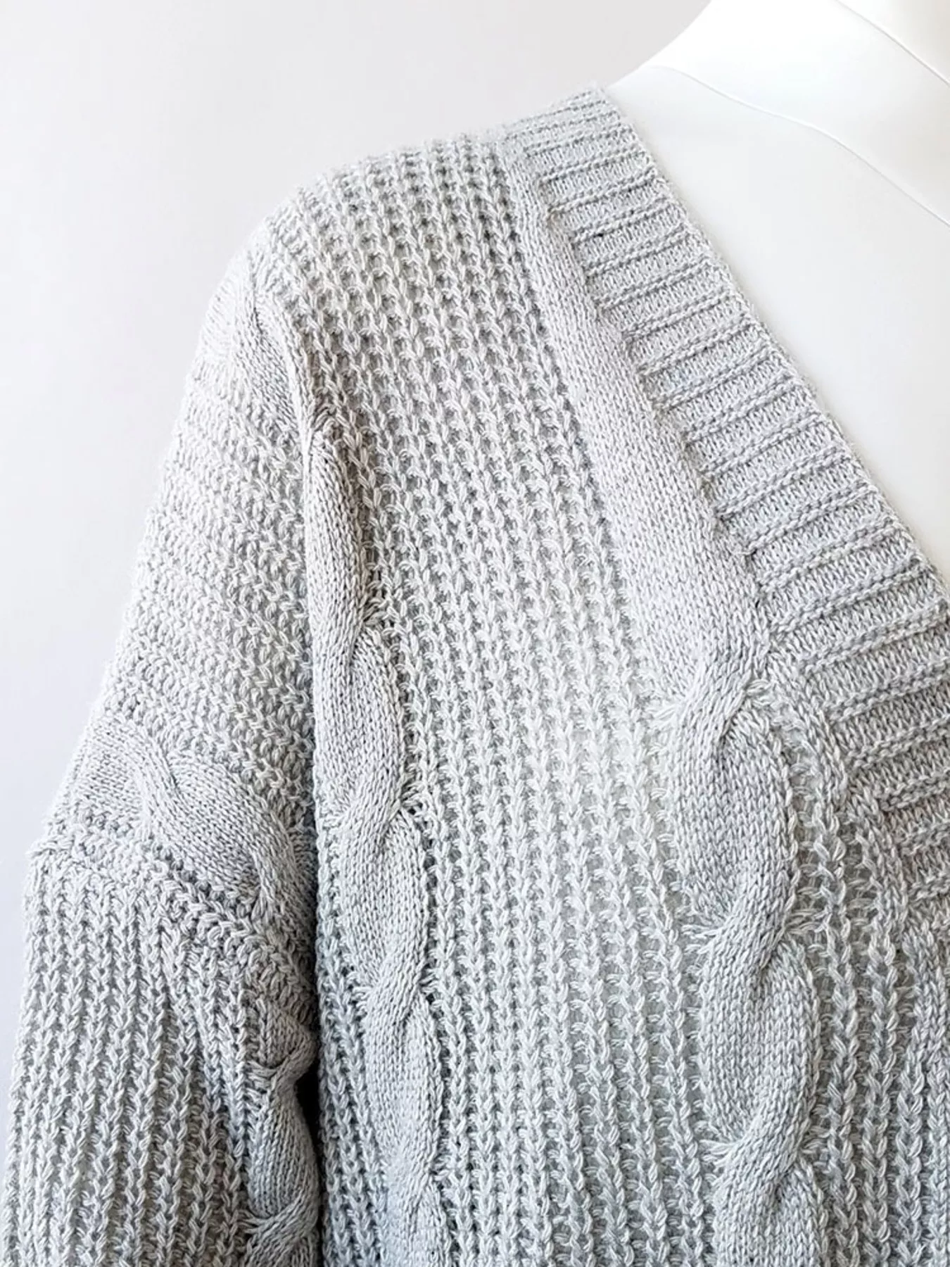 Full Size Chunky Knit Open Front Cardigan Plus Size - Image 13
