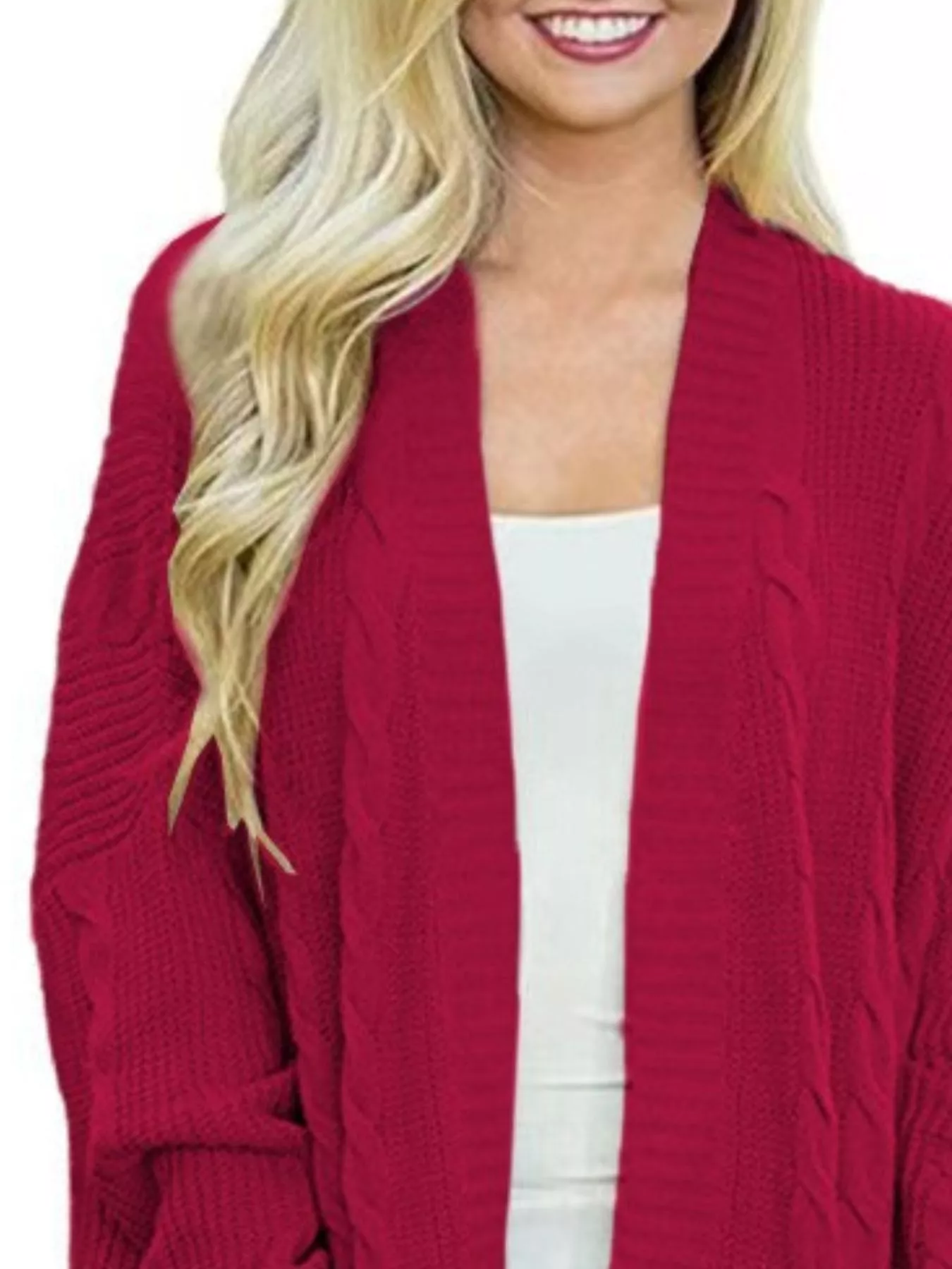 Full Size Chunky Knit Open Front Cardigan Plus Size - Image 17