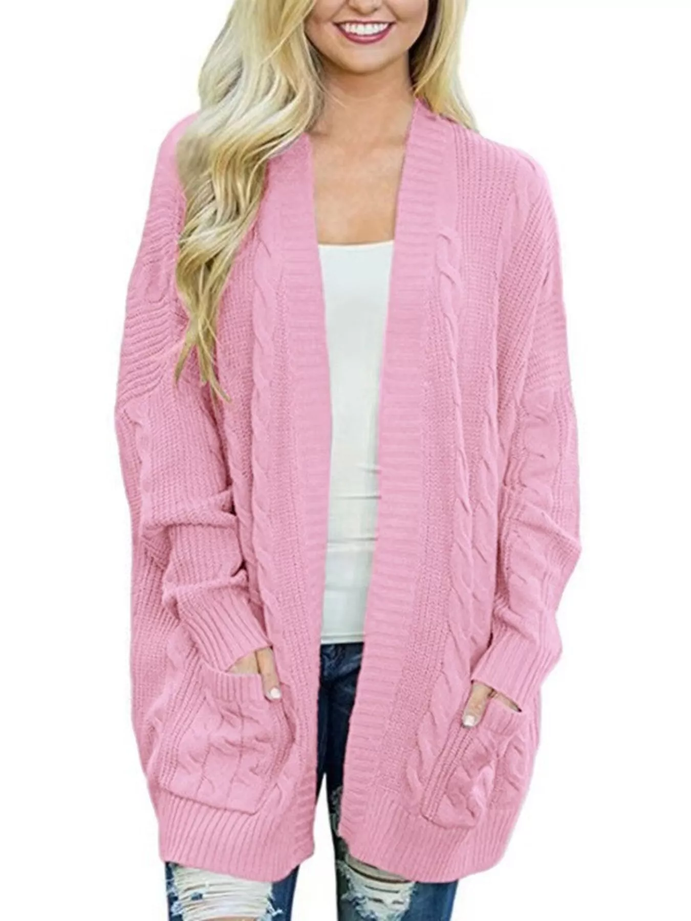 Full Size Chunky Knit Open Front Cardigan Plus Size - Image 18
