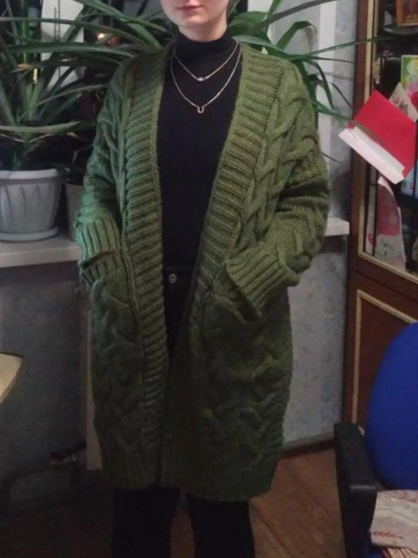 Full Size Chunky Knit Open Front Cardigan Plus Size - Image 12